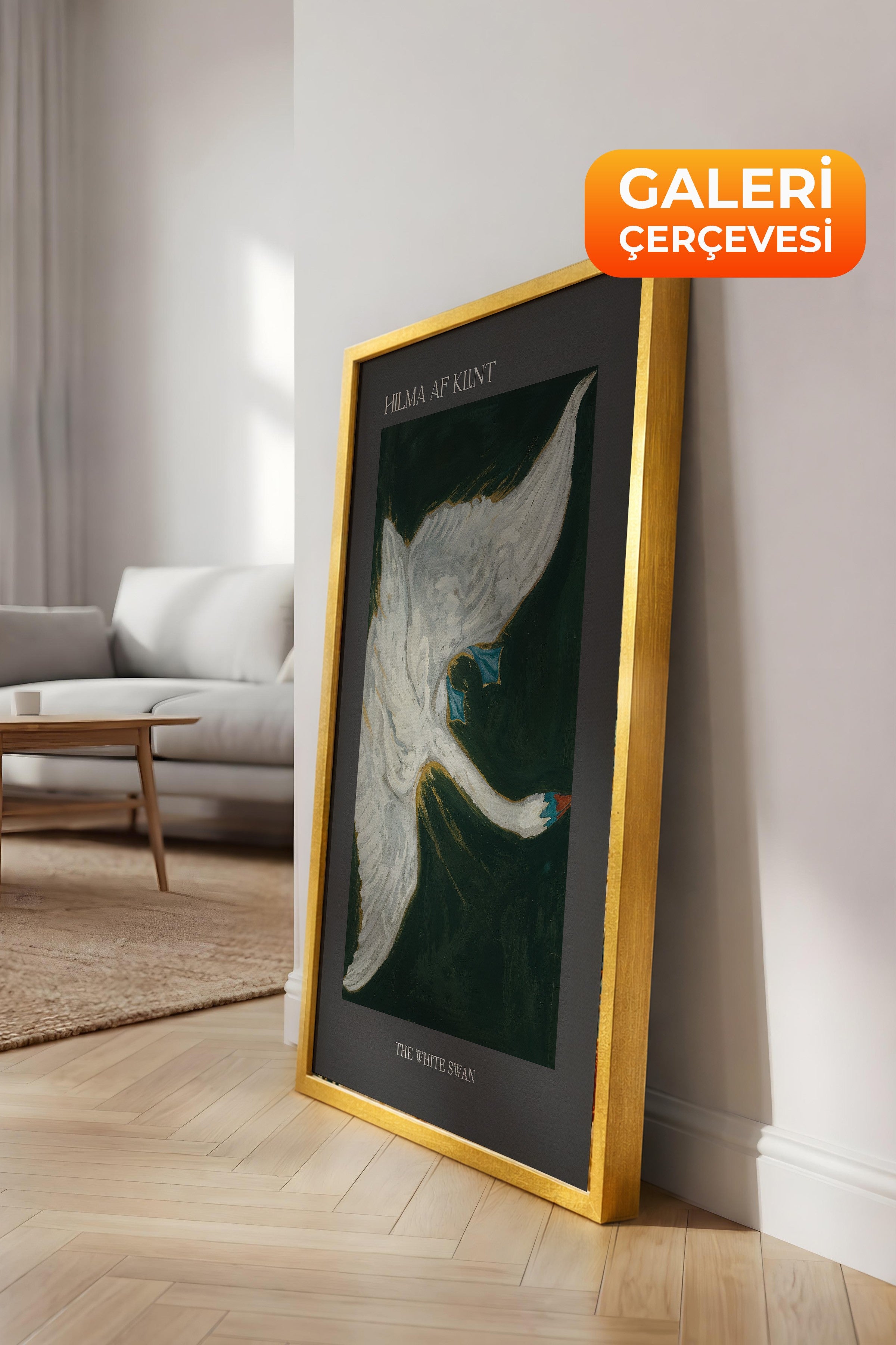 Duvar Tablosu, Lüks Gold Çerçeveli Kanvas Tablo, Ritüel Serisi, Kuş Tablo, NO:115232