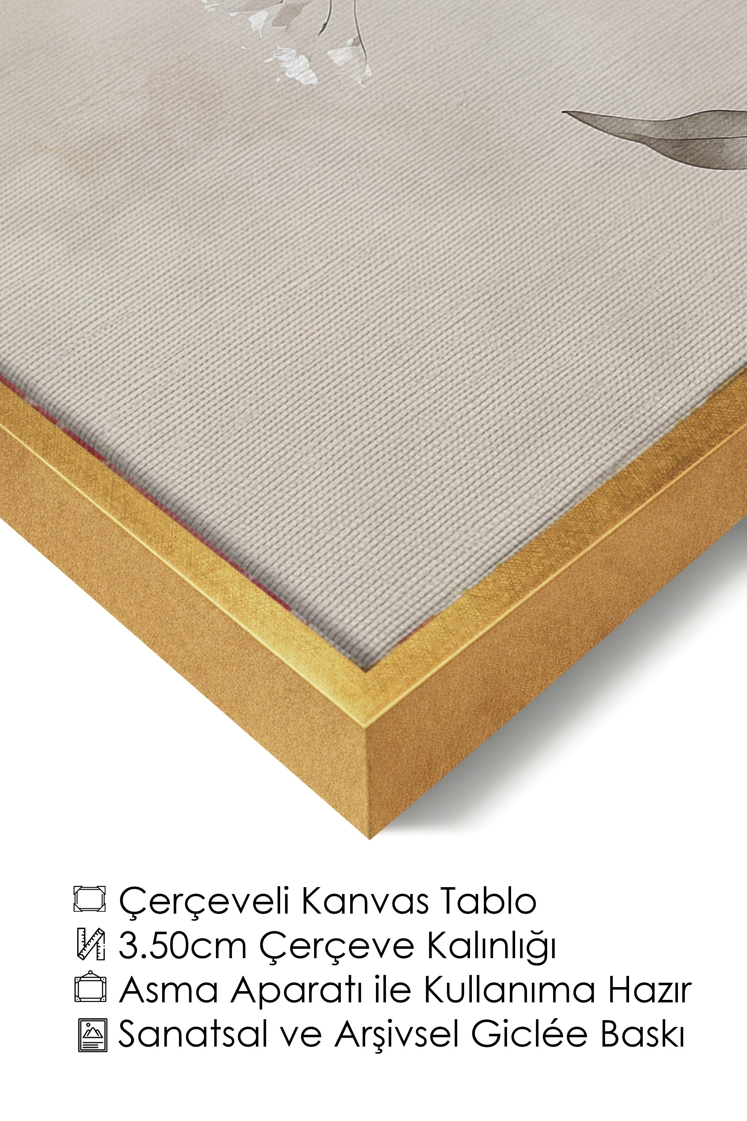 Duvar Tablosu, Lüks Gold Çerçeveli Kanvas Tablo, Ritüel Serisi, Kuş Tablo, NO:115239