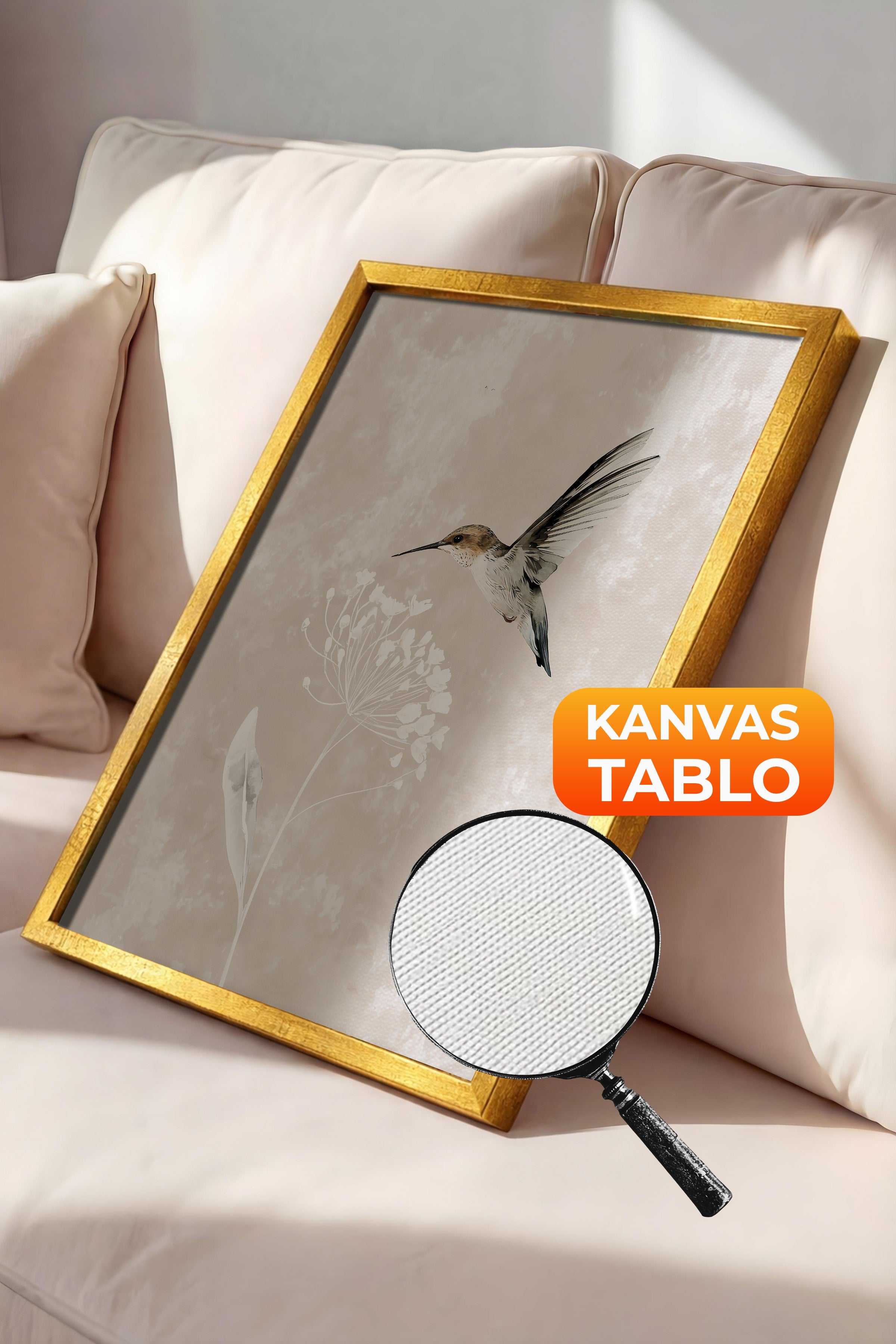 Duvar Tablosu, Lüks Gold Çerçeveli Kanvas Tablo, Ritüel Serisi, Kuş Tablo, NO:115241