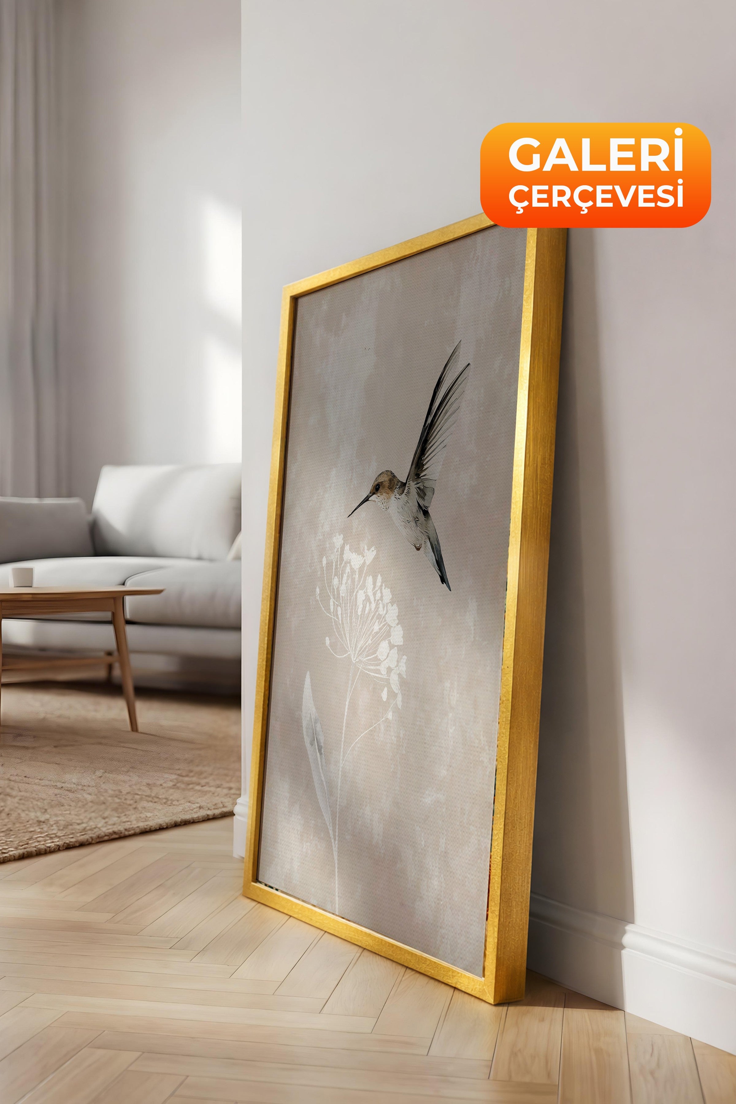 Duvar Tablosu, Lüks Gold Çerçeveli Kanvas Tablo, Ritüel Serisi, Kuş Tablo, NO:115241