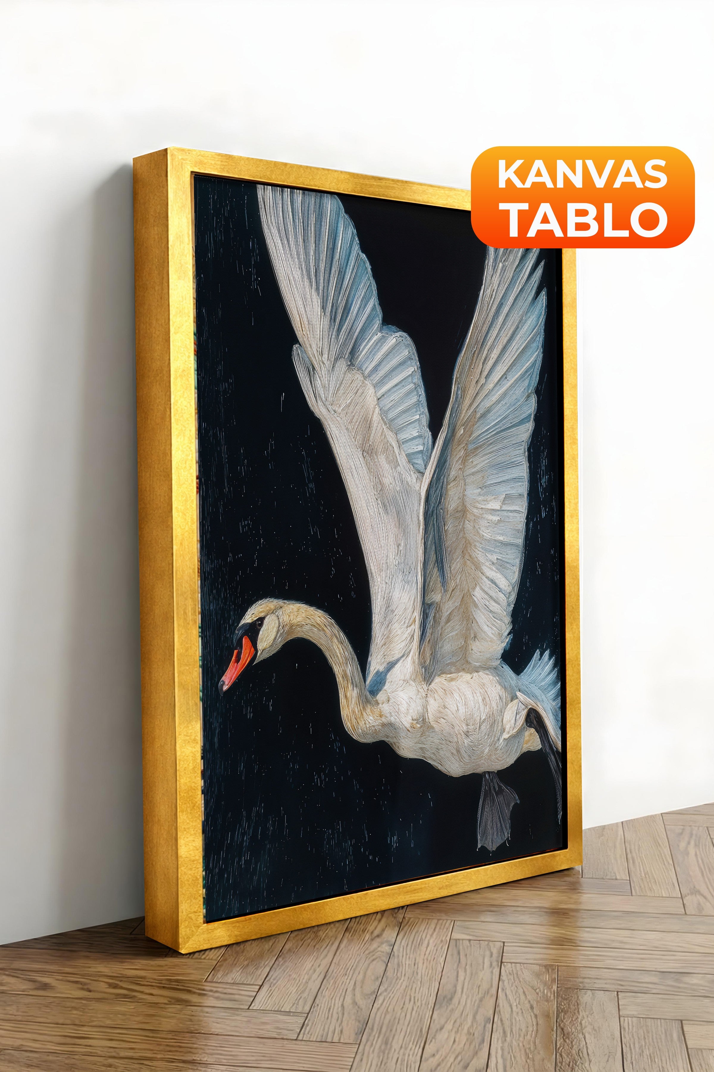 Duvar Tablosu, Lüks Gold Çerçeveli Kanvas Tablo, Ritüel Serisi, Kuş Tablo, NO:115243