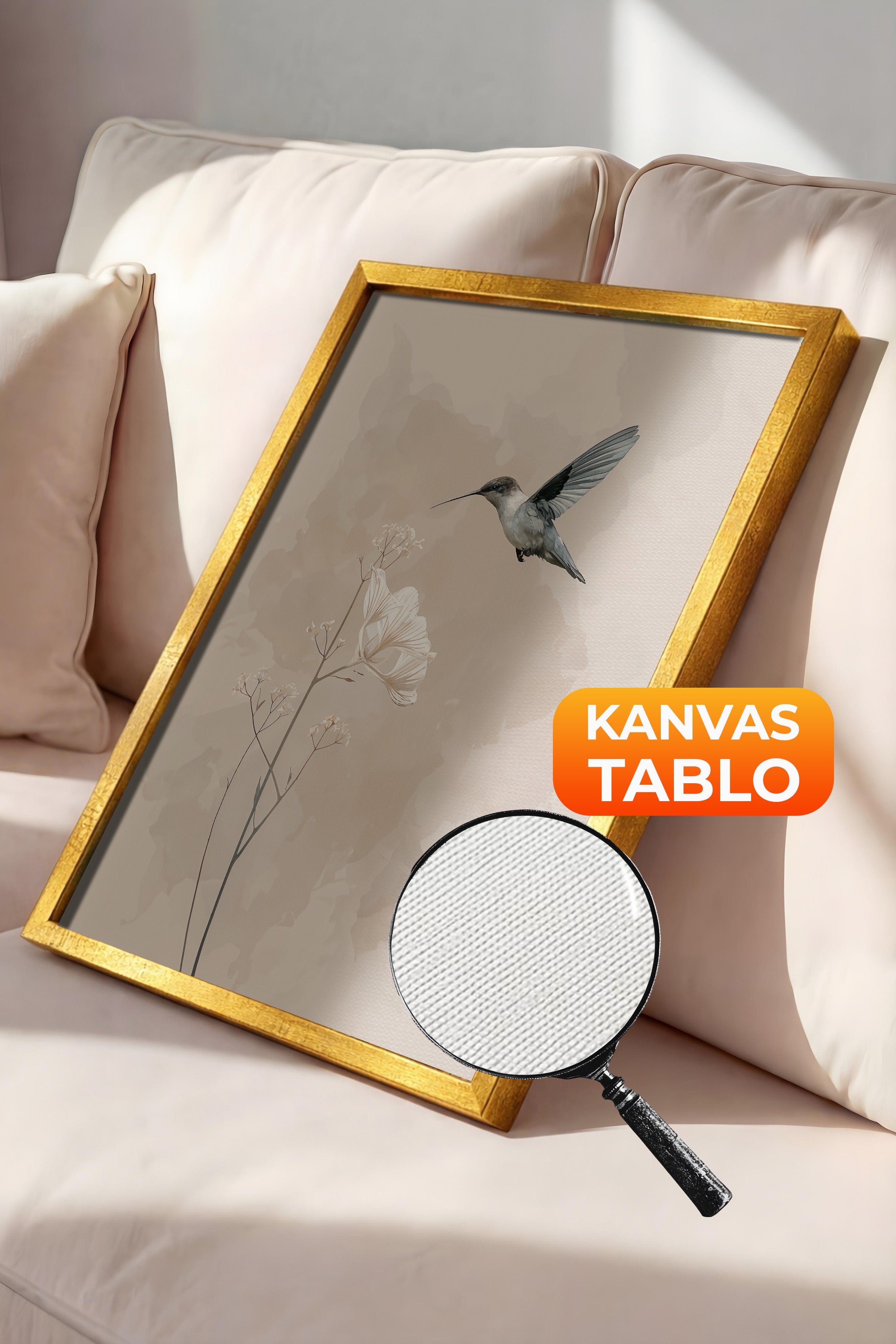 Duvar Tablosu, Lüks Gold Çerçeveli Kanvas Tablo, Ritüel Serisi, Kuş Tablo, NO:115244