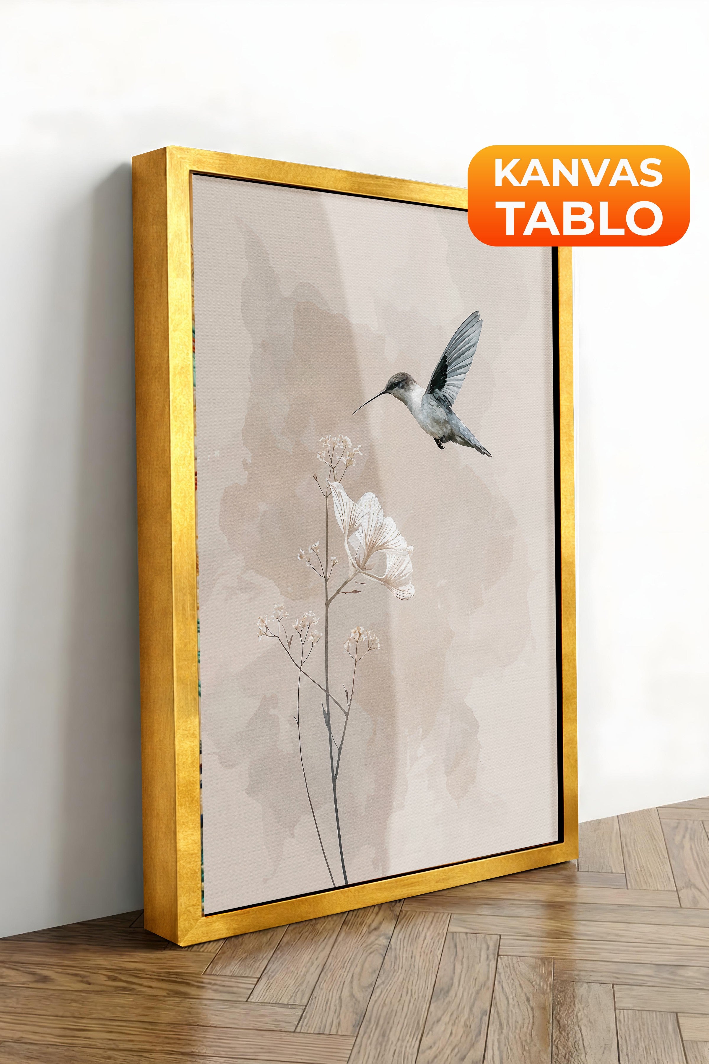 Duvar Tablosu, Lüks Gold Çerçeveli Kanvas Tablo, Ritüel Serisi, Kuş Tablo, NO:115244