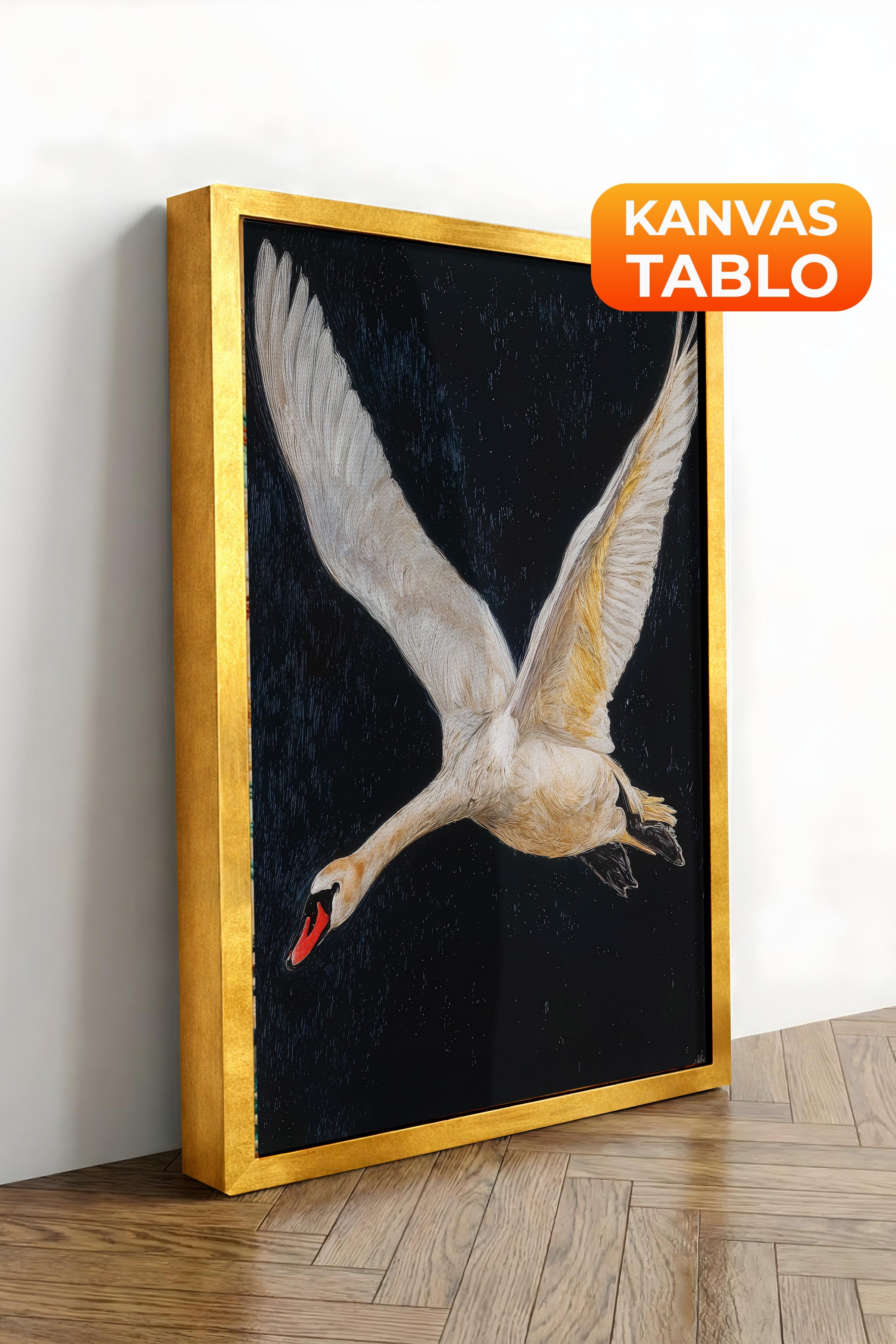 Duvar Tablosu, Lüks Gold Çerçeveli Kanvas Tablo, Ritüel Serisi, Kuş Tablo, NO:115246