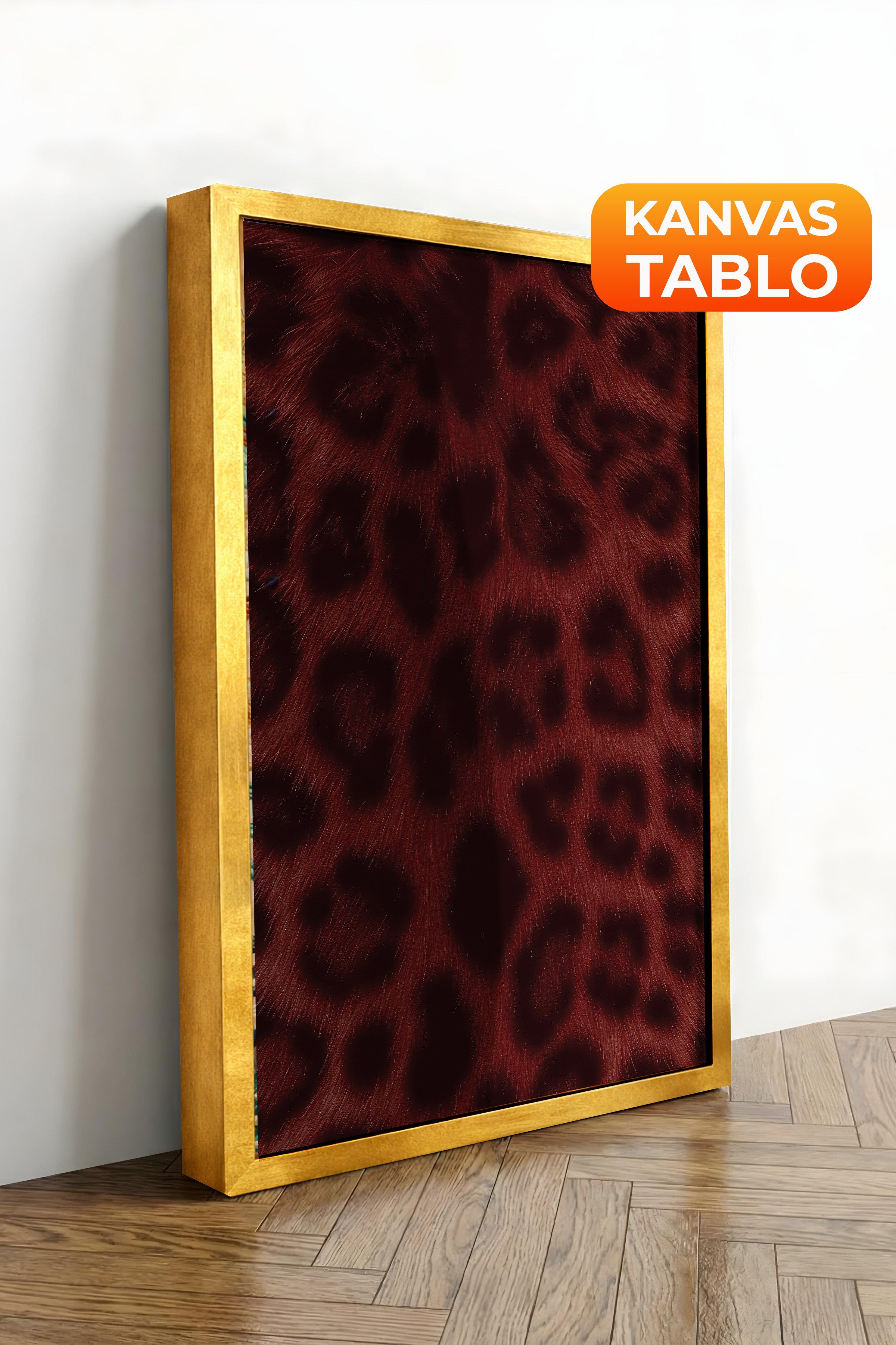 Duvar Tablosu, Lüks Gold Çerçeveli Kanvas Tablo, Ritüel Serisi, Leopar Tablo, NO:115237