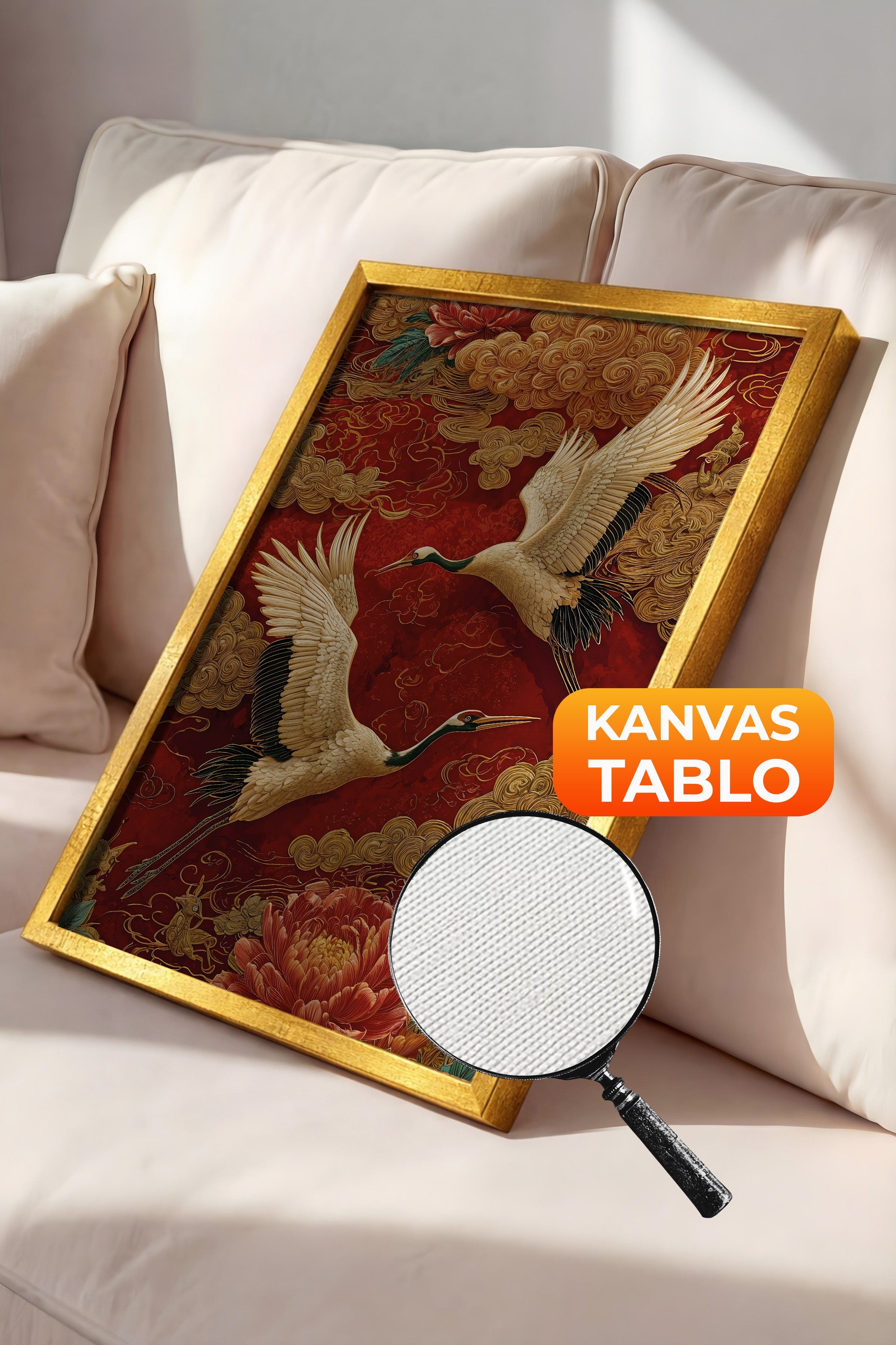 Duvar Tablosu, Lüks Gold Çerçeveli Kanvas Tablo, Ritüel Serisi, Leopar Tablo, NO:115252