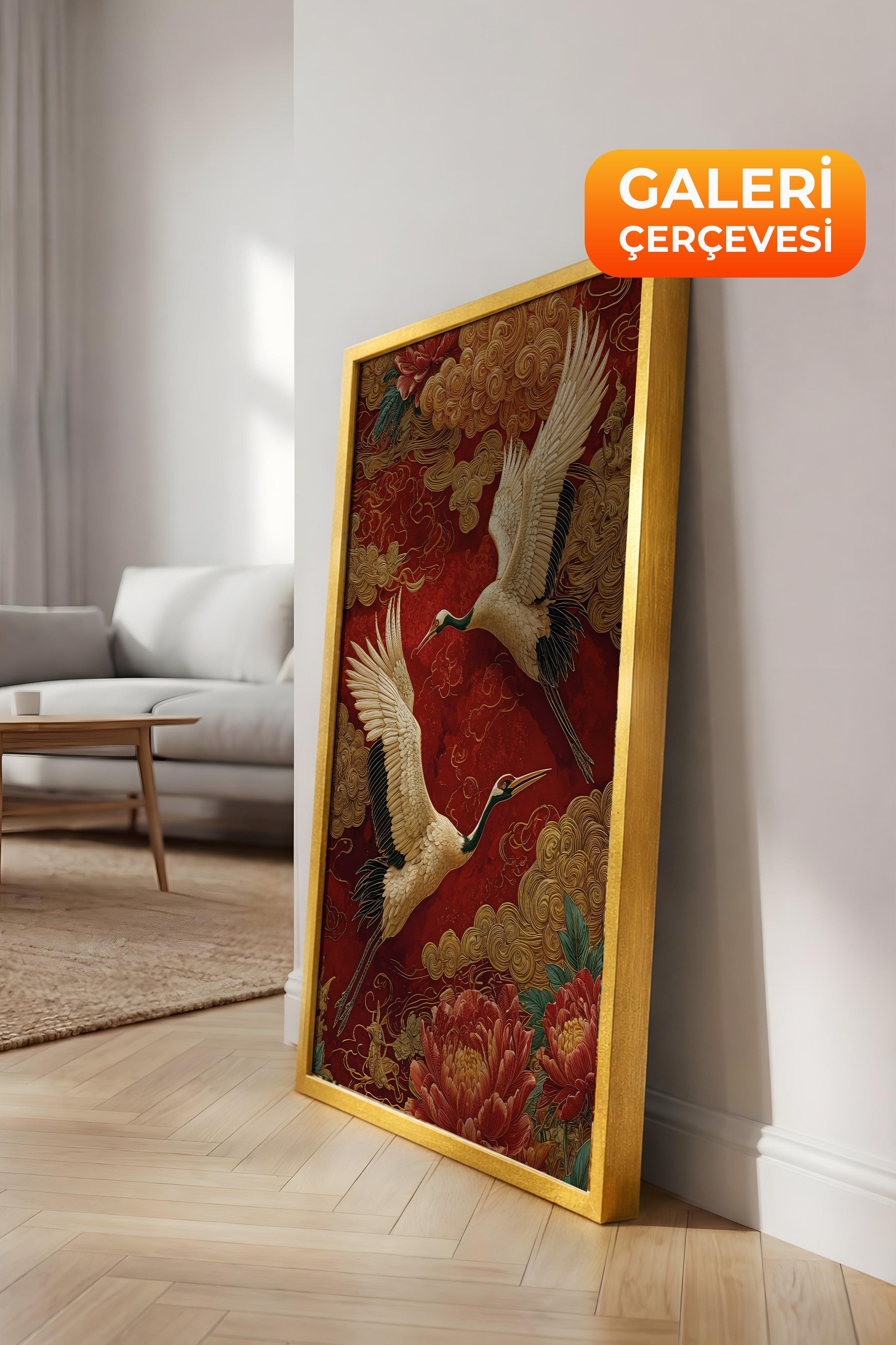 Duvar Tablosu, Lüks Gold Çerçeveli Kanvas Tablo, Ritüel Serisi, Leopar Tablo, NO:115252