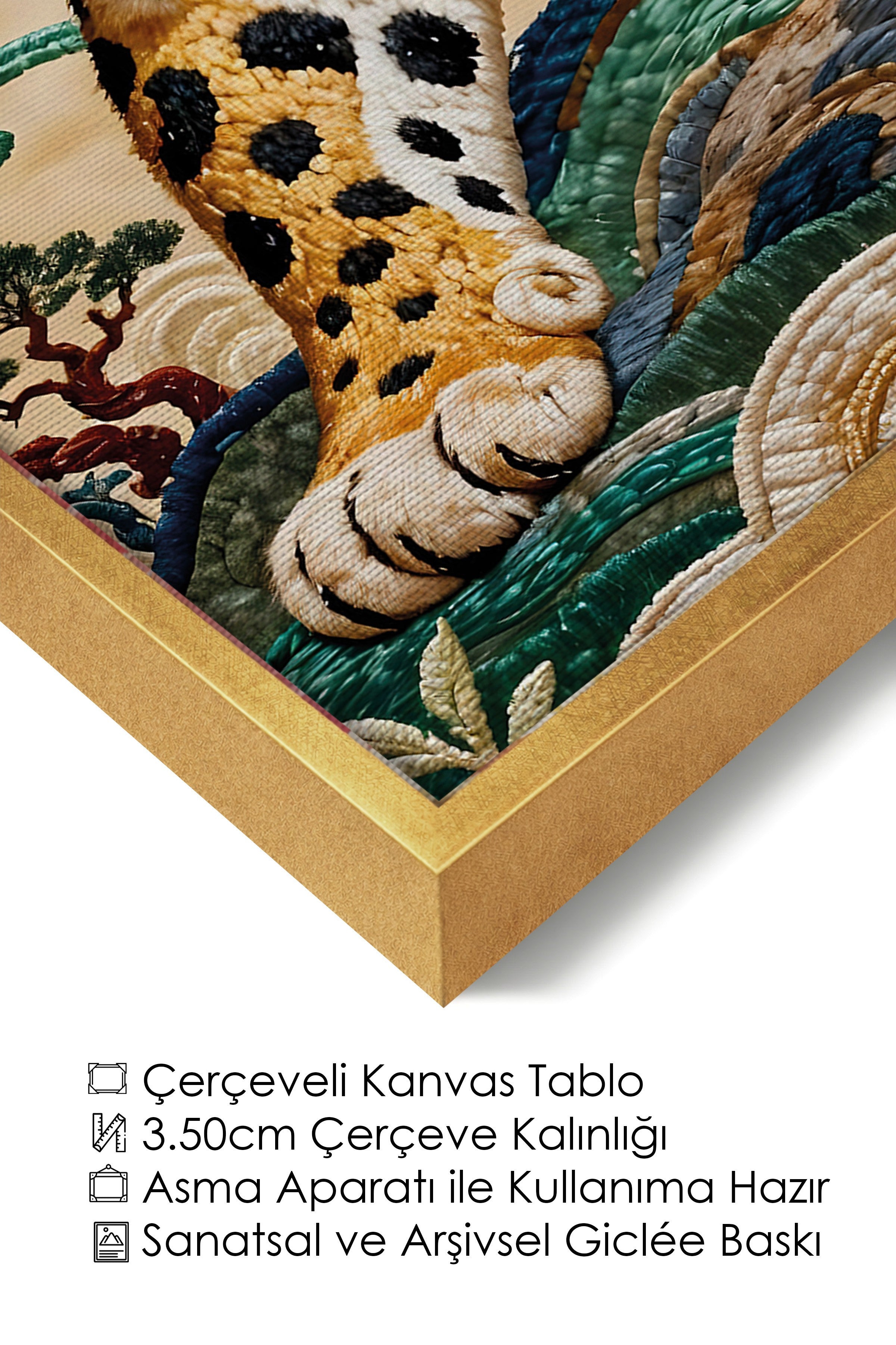 Duvar Tablosu, Lüks Gold Çerçeveli Kanvas Tablo, Ritüel Serisi, Leopar Tablo, NO:115253