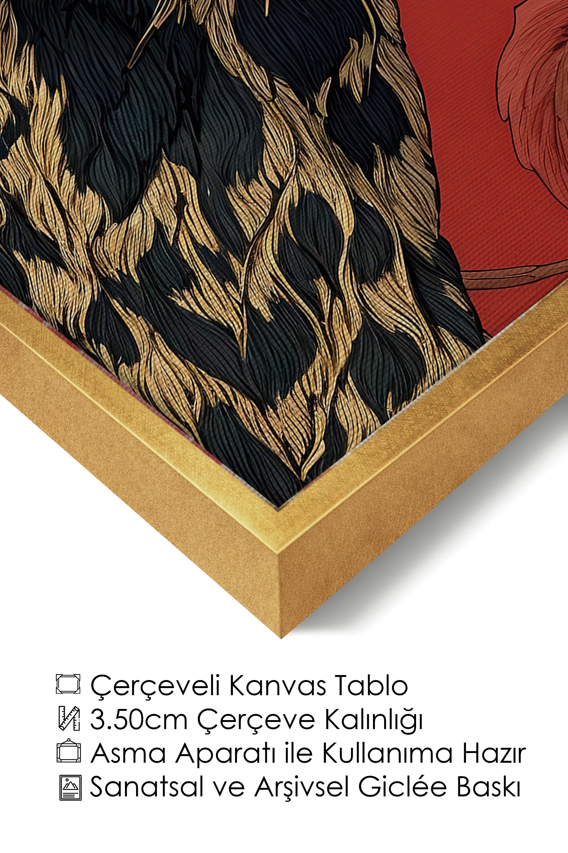 Duvar Tablosu, Lüks Gold Çerçeveli Kanvas Tablo, Ritüel Serisi, Leopar Tablo, NO:115268