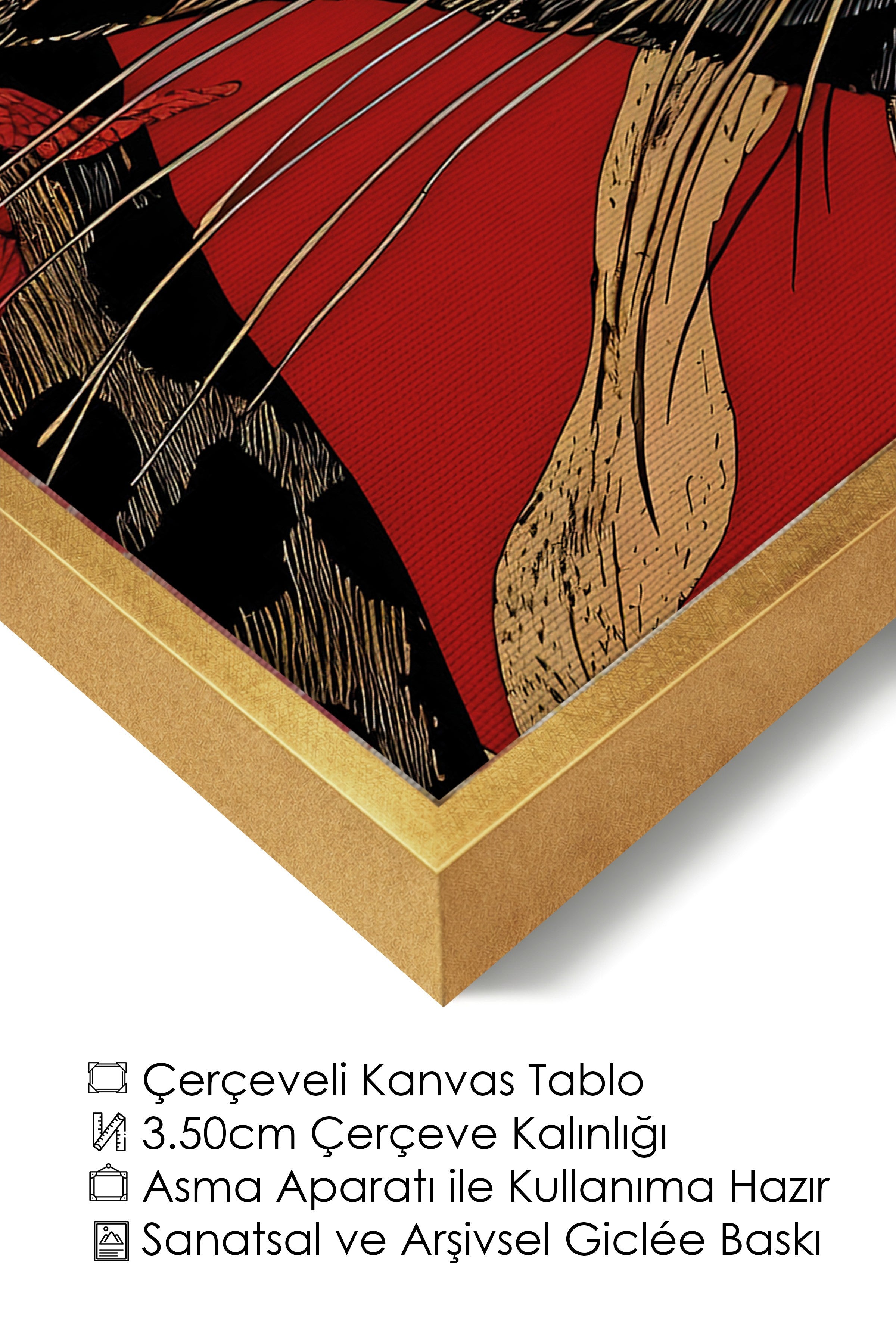 Duvar Tablosu, Lüks Gold Çerçeveli Kanvas Tablo, Ritüel Serisi, Leopar Tablo, NO:115270