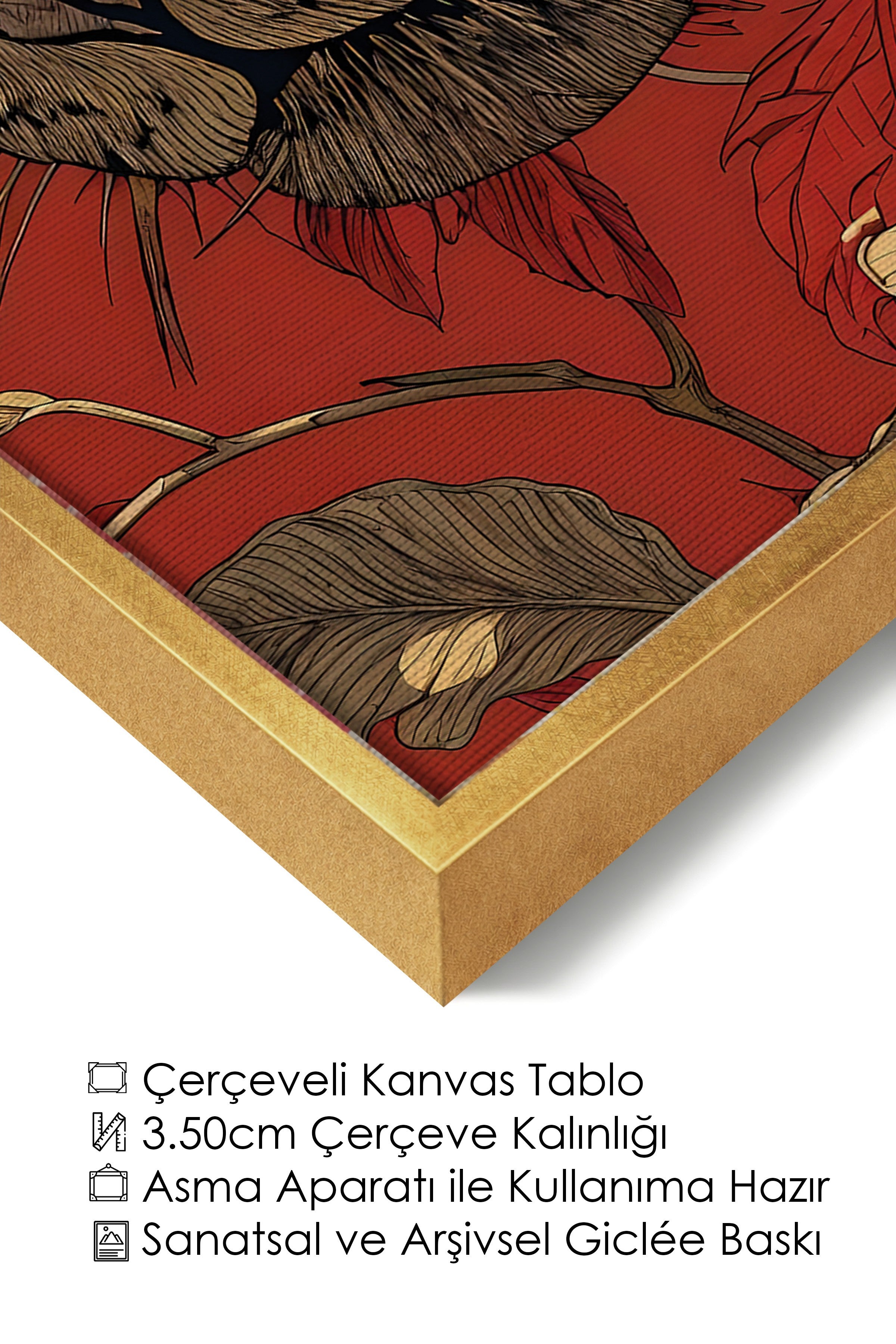 Duvar Tablosu, Lüks Gold Çerçeveli Kanvas Tablo, Ritüel Serisi, Leopar Tablo, NO:115273