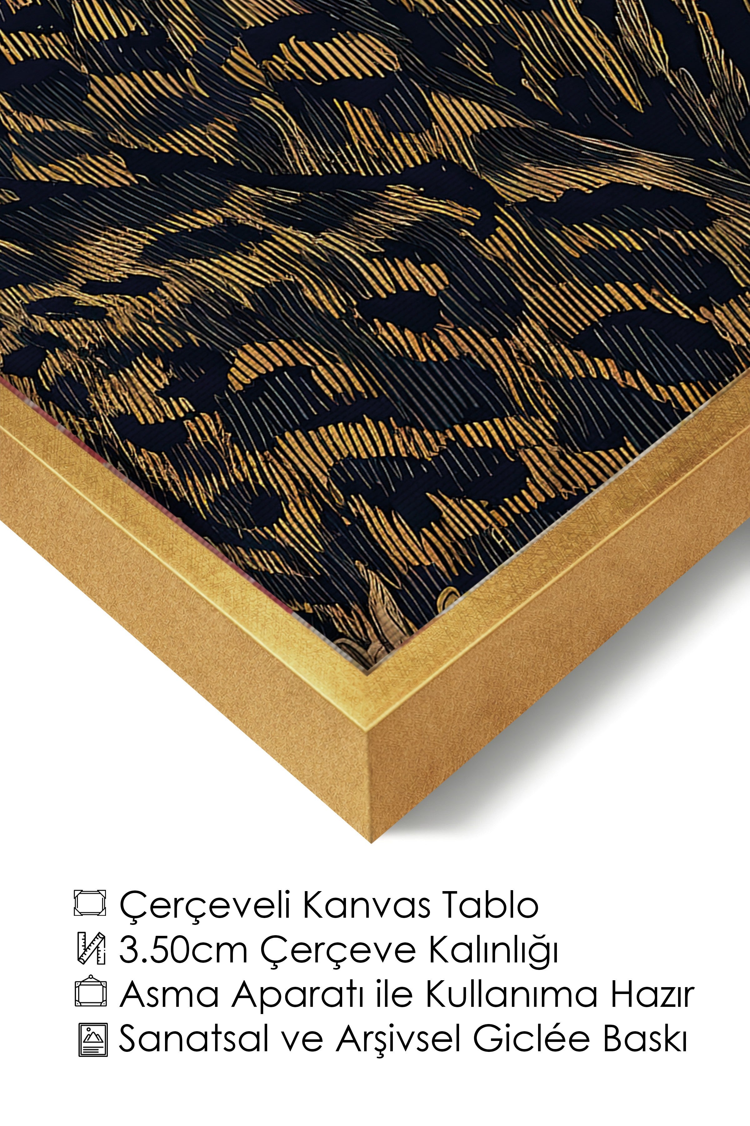 Duvar Tablosu, Lüks Gold Çerçeveli Kanvas Tablo, Ritüel Serisi, Leopar Tablo, NO:115274