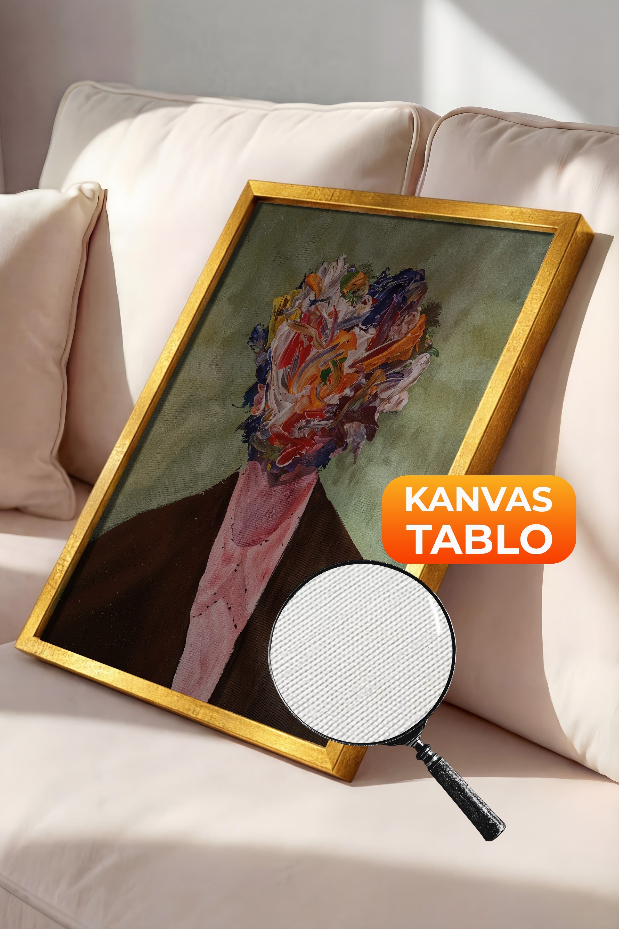 Duvar Tablosu, Lüks Gold Çerçeveli Kanvas Tablo, Ritüel Serisi, Maximalist Tablo, NO:115194