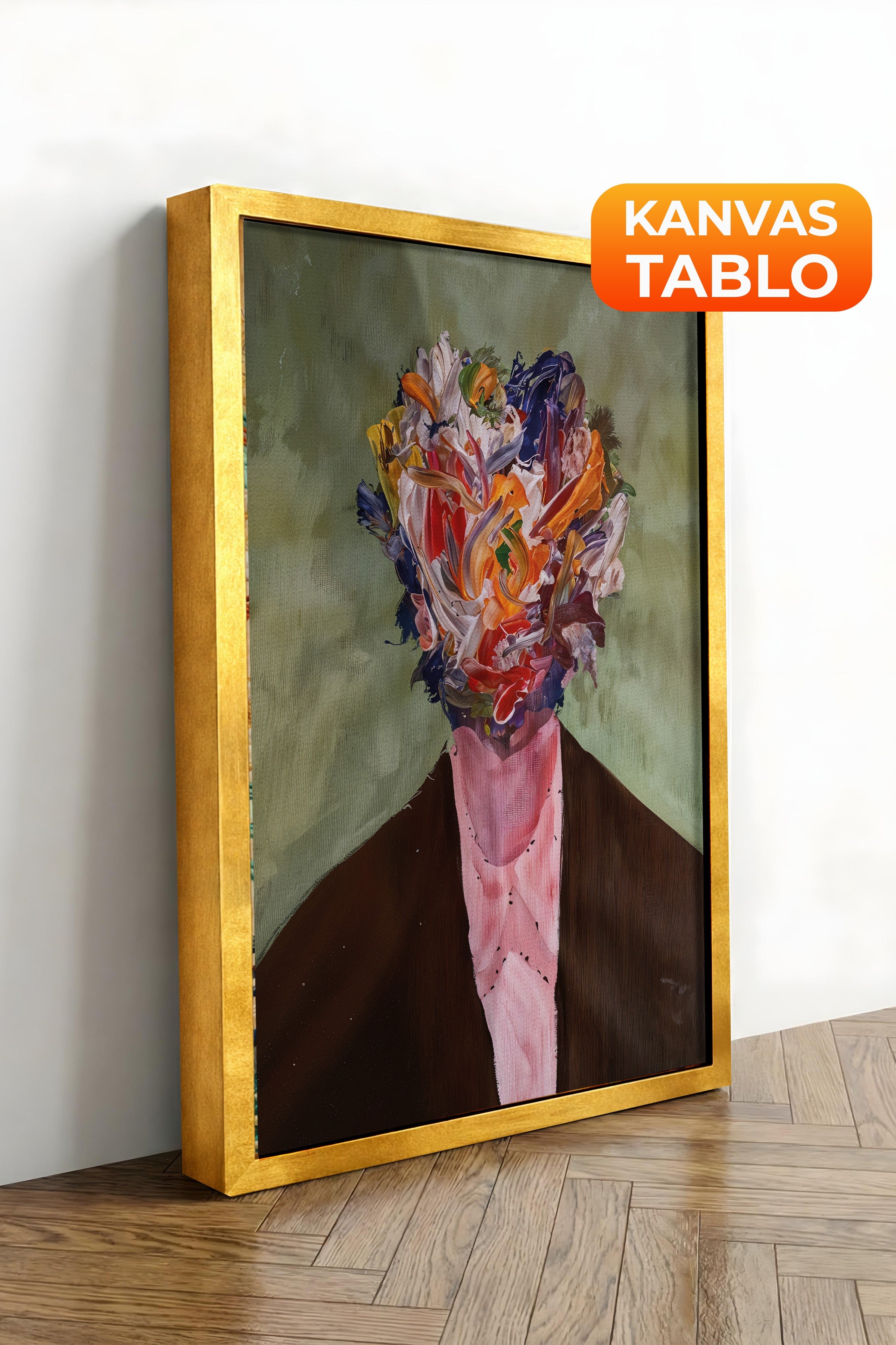 Duvar Tablosu, Lüks Gold Çerçeveli Kanvas Tablo, Ritüel Serisi, Maximalist Tablo, NO:115194