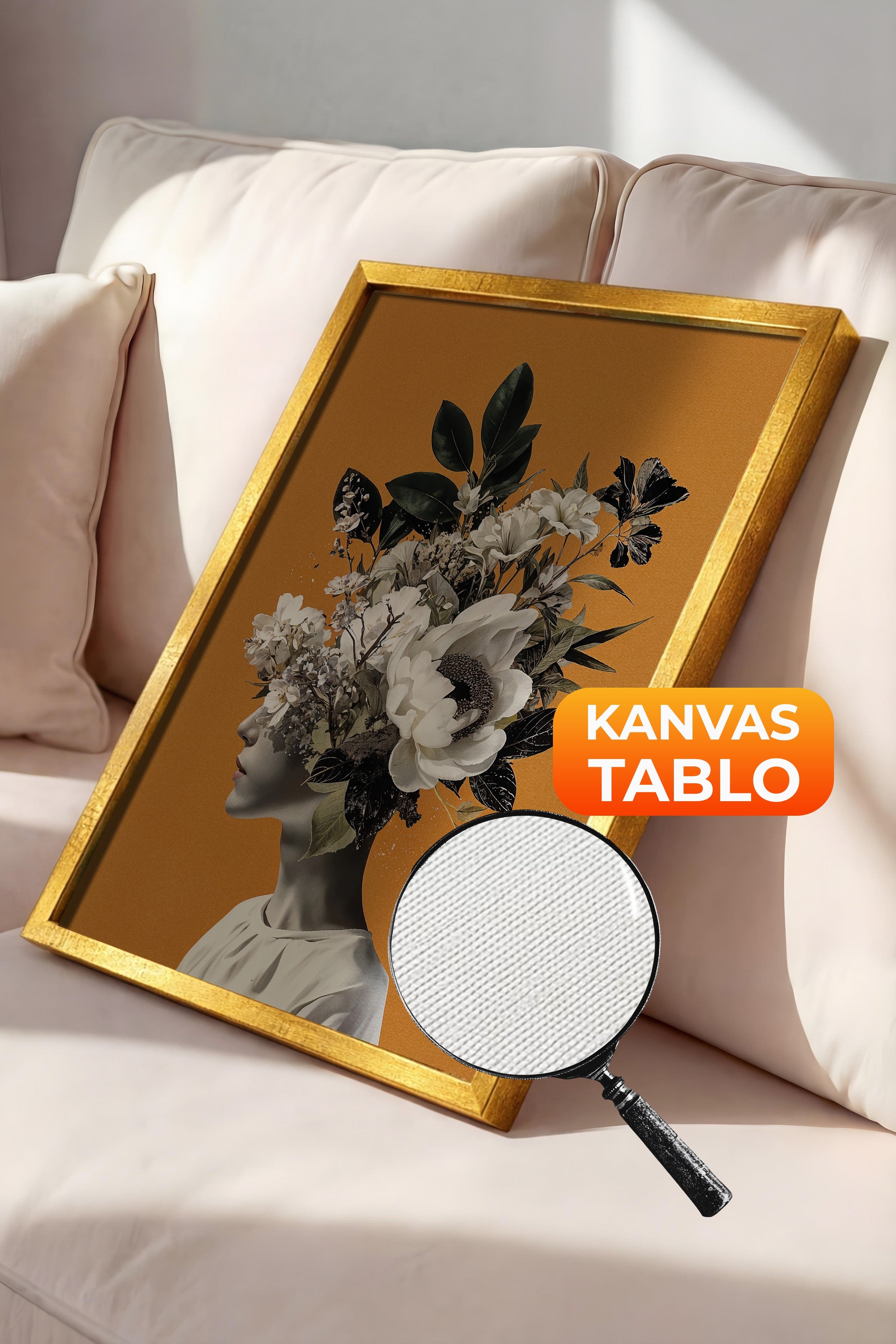 Duvar Tablosu, Lüks Gold Çerçeveli Kanvas Tablo, Ritüel Serisi, NO:115226