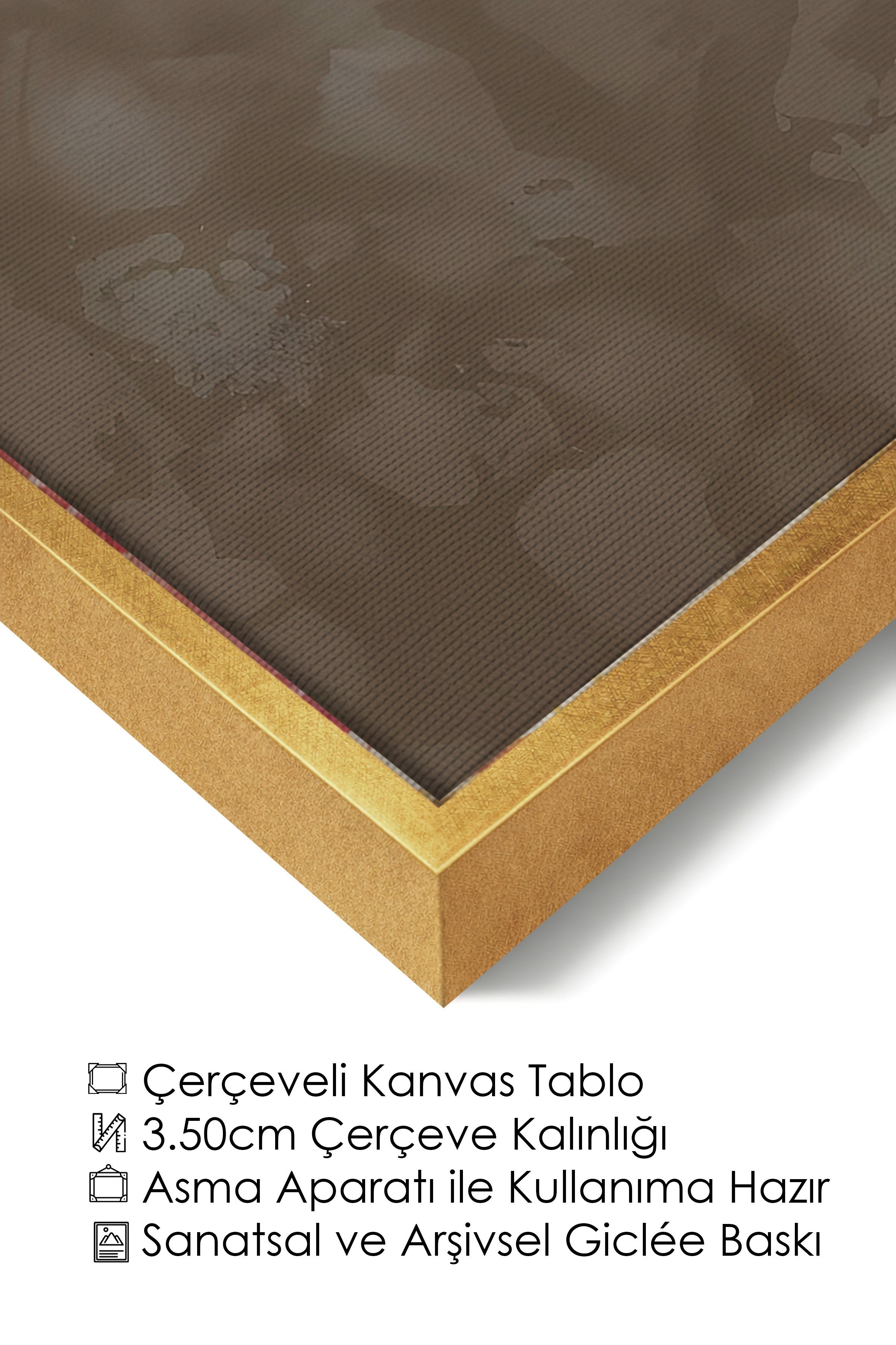 Duvar Tablosu, Lüks Gold Çerçeveli Kanvas Tablo, Ritüel Serisi, Zürafa Tablo, NO:115257
