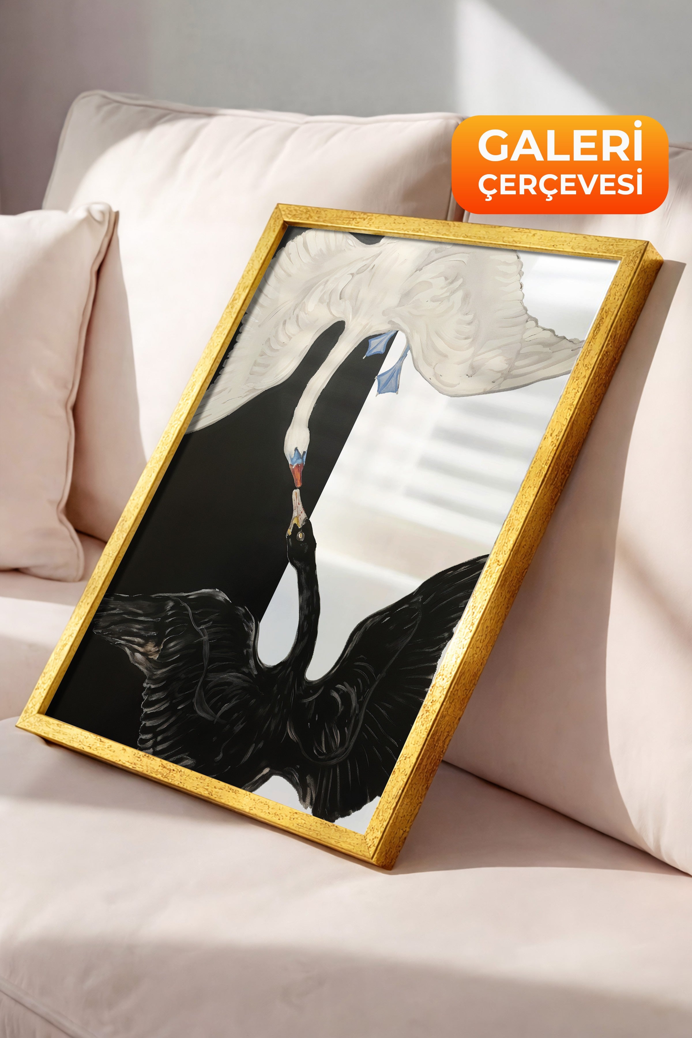 Duvar Tablosu, Lüks Gold Çerçeveli Tablo ve Poster, Ritüel Serisi, Kuş Tablo, NO:115202