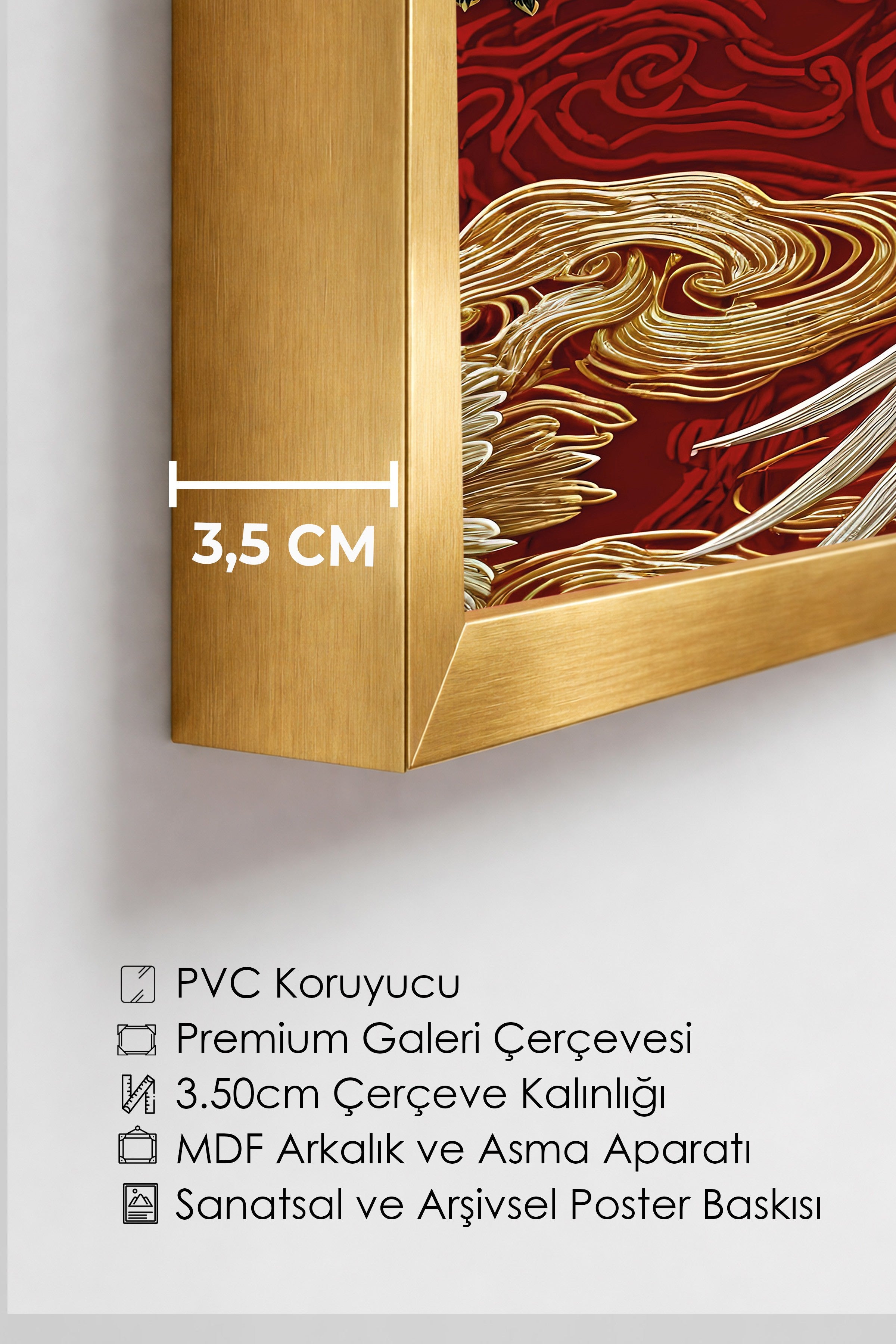 Duvar Tablosu, Lüks Gold Çerçeveli Tablo ve Poster, Ritüel Serisi, Kuş Tablo, NO:115248