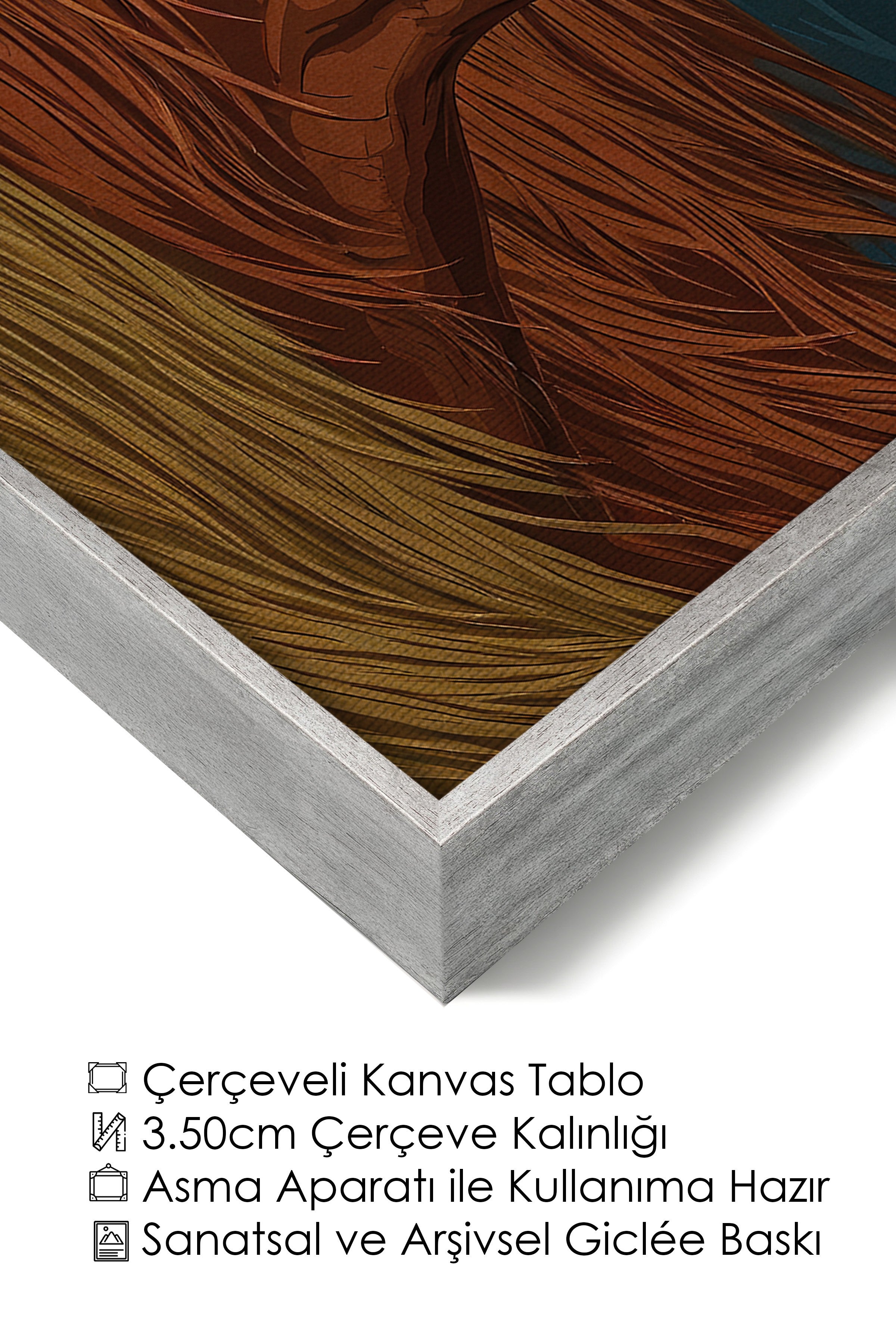 Duvar Tablosu, Lüks Gümüş Çerçeveli Kanvas Tablo, Ritüel Serisi, At Tablo, NO:115196