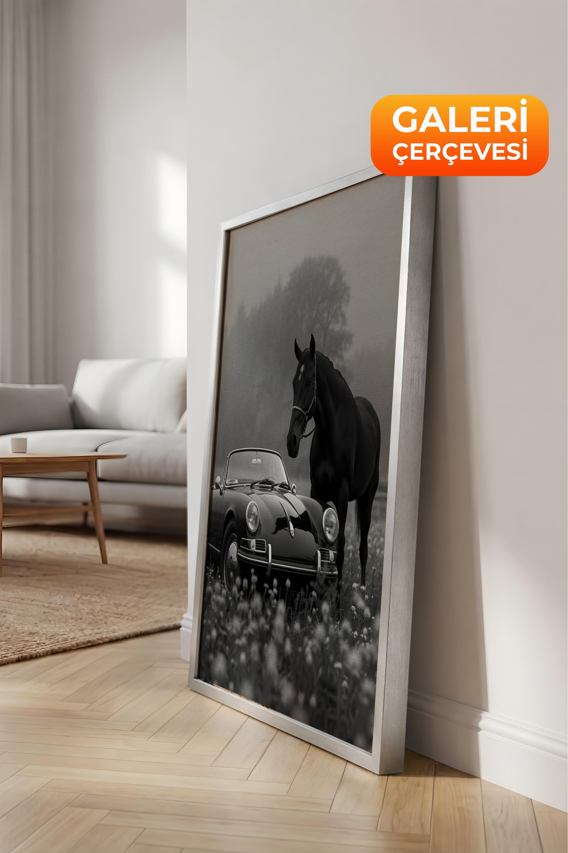 Duvar Tablosu, Lüks Gümüş Çerçeveli Kanvas Tablo, Ritüel Serisi, At Tablo, NO:115225