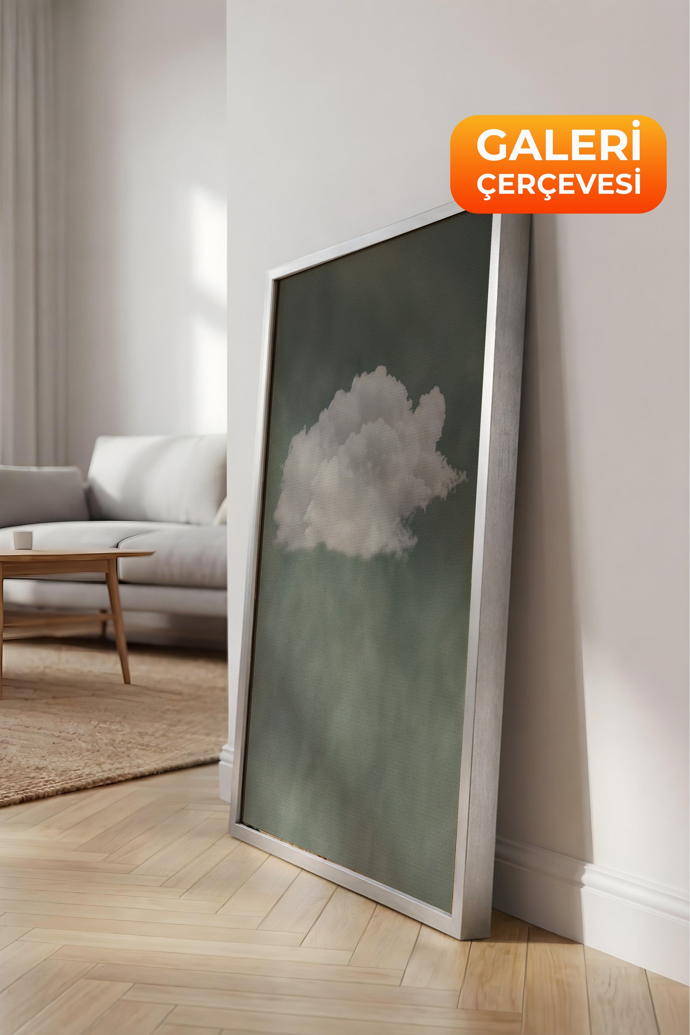 Duvar Tablosu, Lüks Gümüş Çerçeveli Kanvas Tablo, Ritüel Serisi, Bulut Tablo, NO:115205