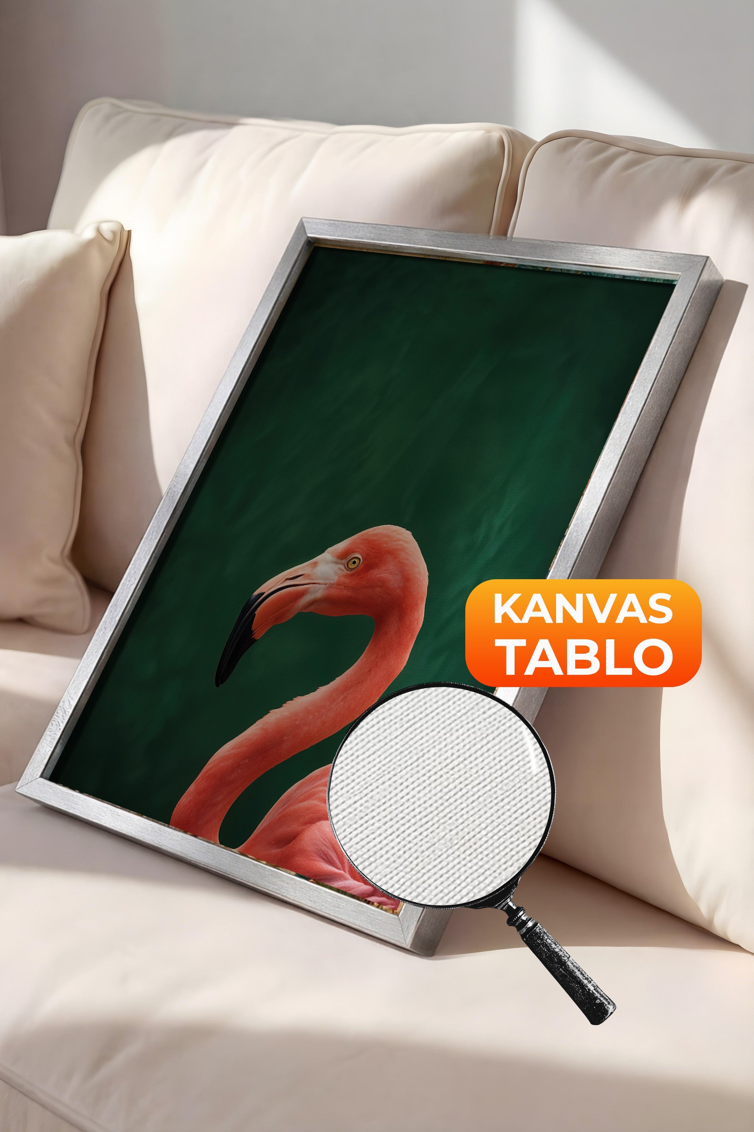 Duvar Tablosu, Lüks Gümüş Çerçeveli Kanvas Tablo, Ritüel Serisi, Kuş Tablo, NO:115198
