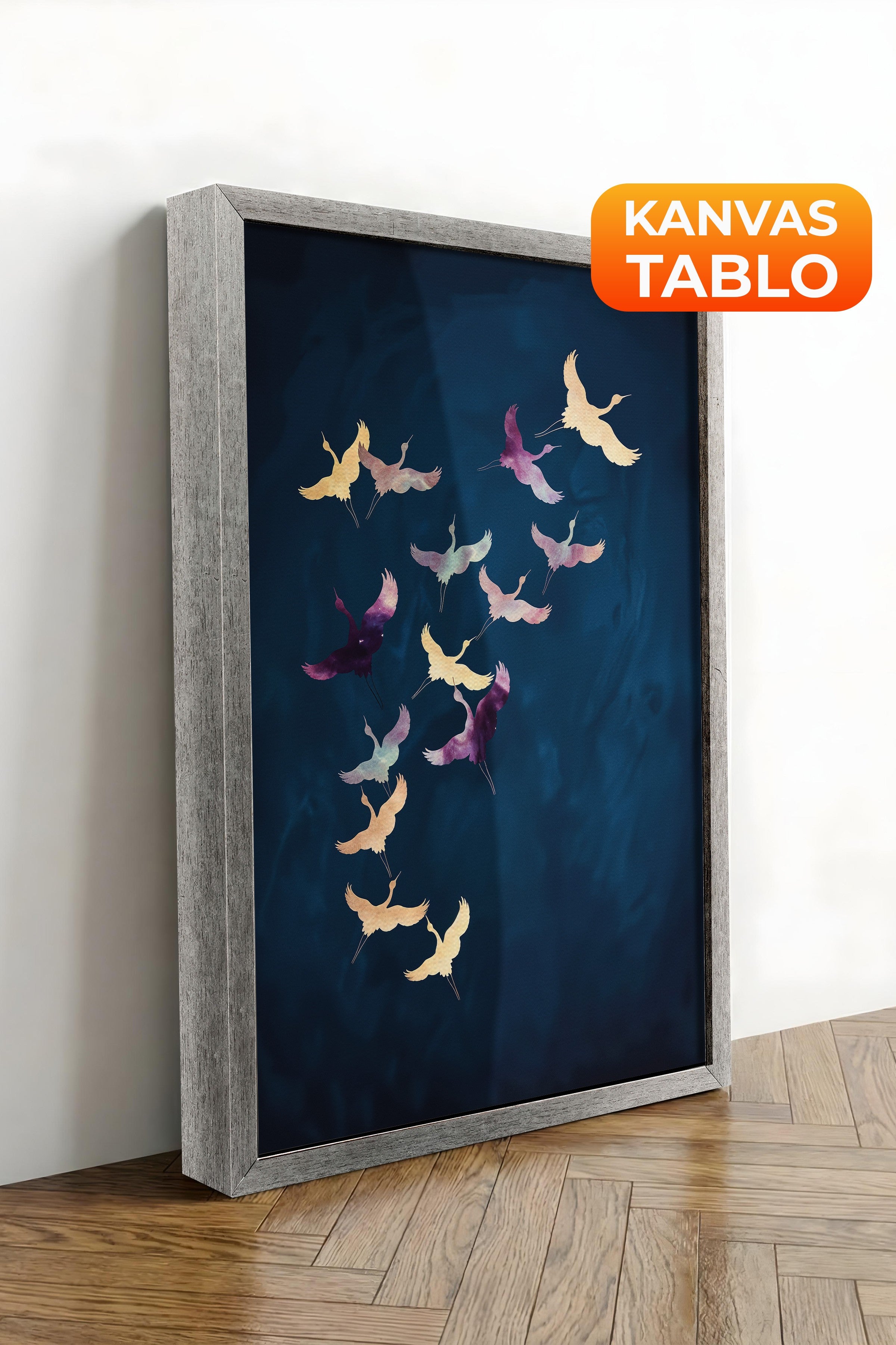 Duvar Tablosu, Lüks Gümüş Çerçeveli Kanvas Tablo, Ritüel Serisi, Kuş Tablo, NO:115200