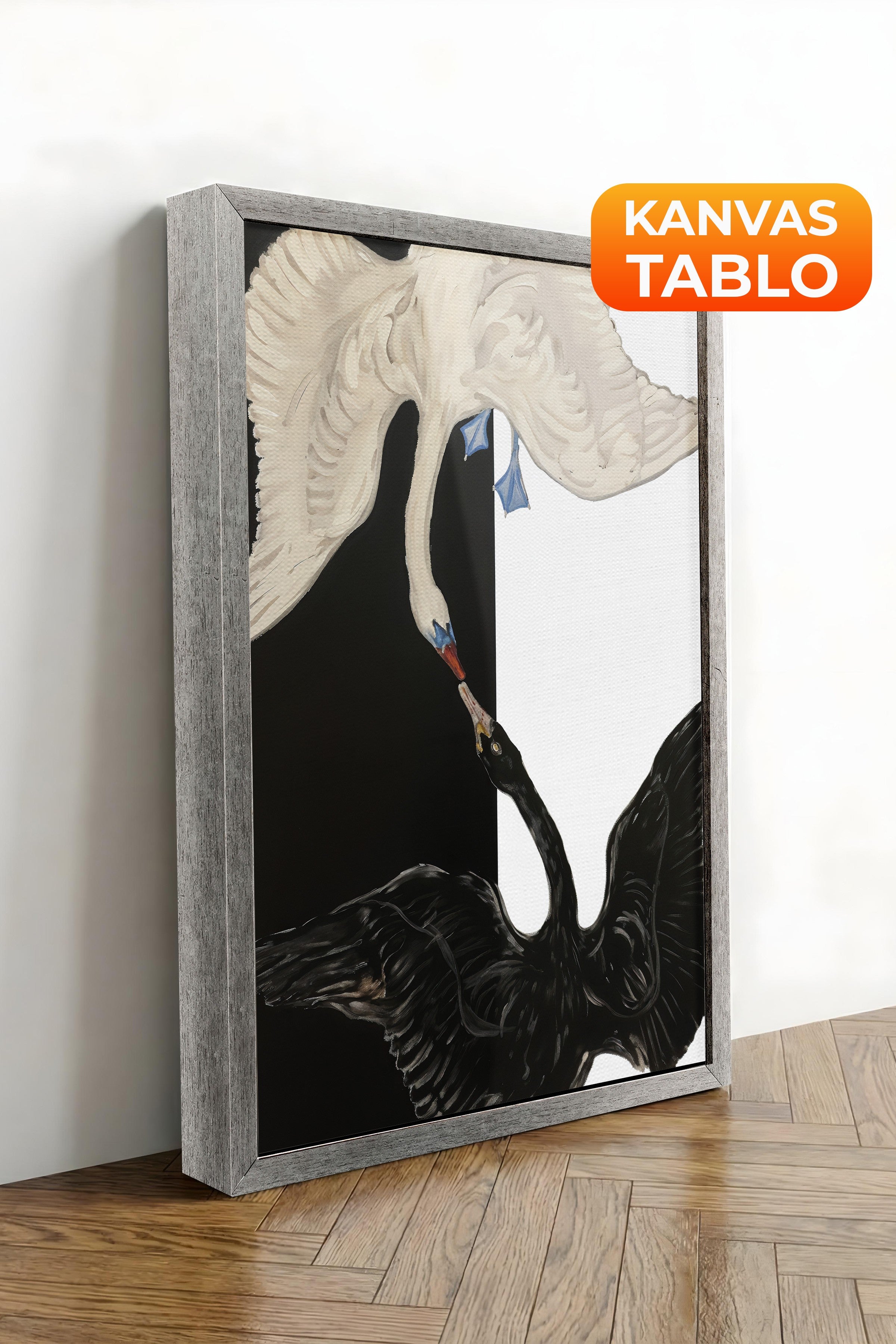 Duvar Tablosu, Lüks Gümüş Çerçeveli Kanvas Tablo, Ritüel Serisi, Kuş Tablo, NO:115202