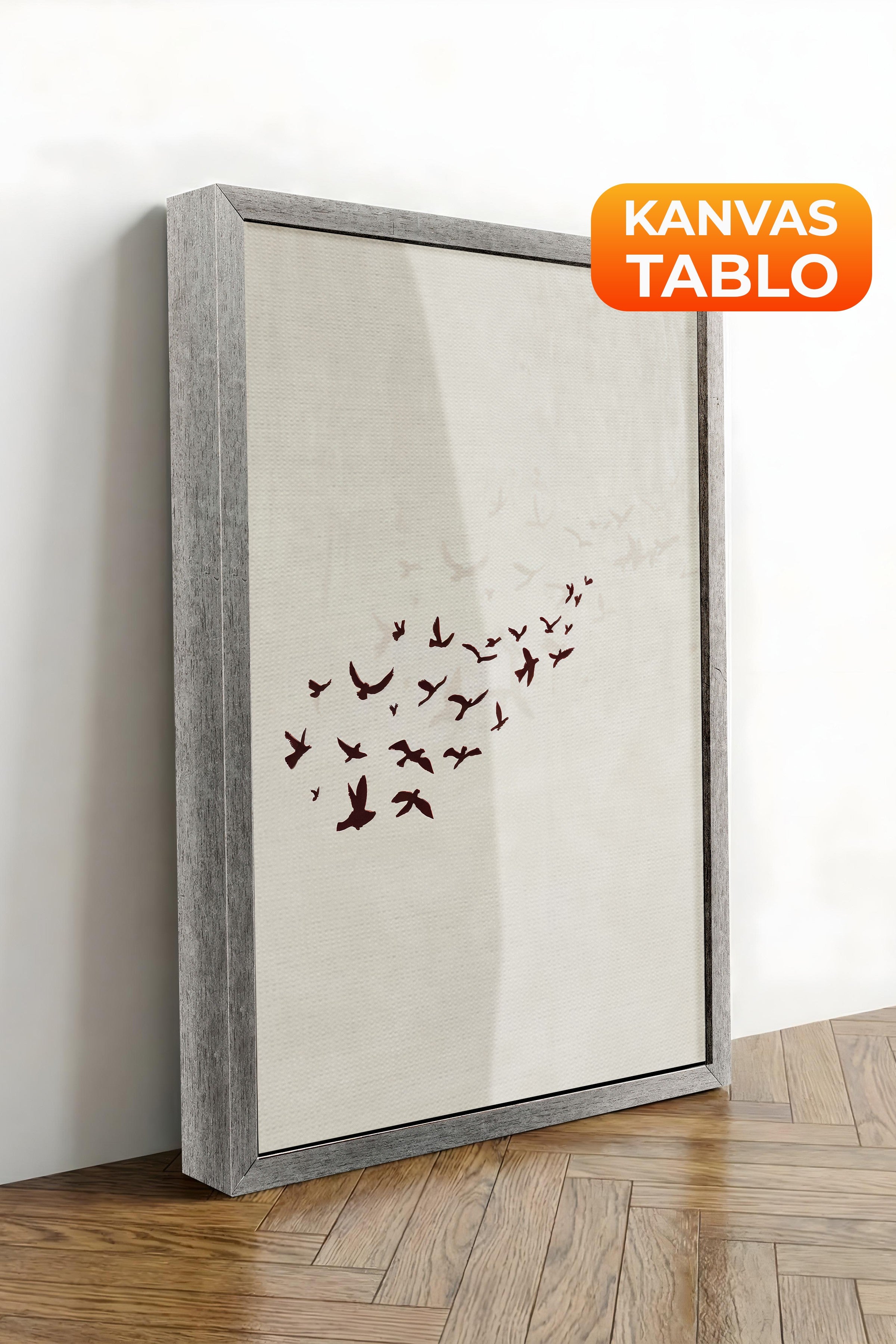 Duvar Tablosu, Lüks Gümüş Çerçeveli Kanvas Tablo, Ritüel Serisi, Kuş Tablo, NO:115204