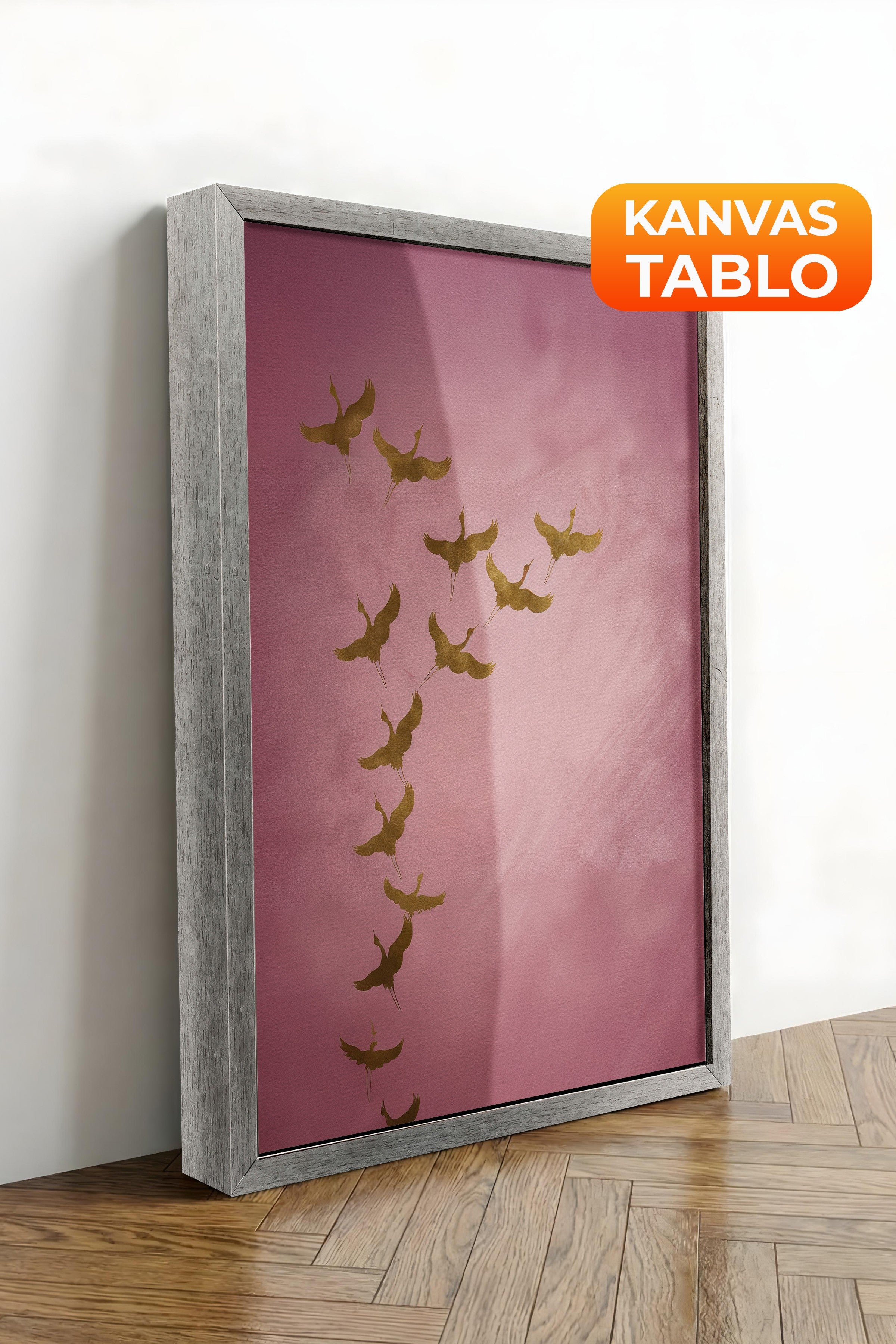 Duvar Tablosu, Lüks Gümüş Çerçeveli Kanvas Tablo, Ritüel Serisi, Kuş Tablo, NO:115206