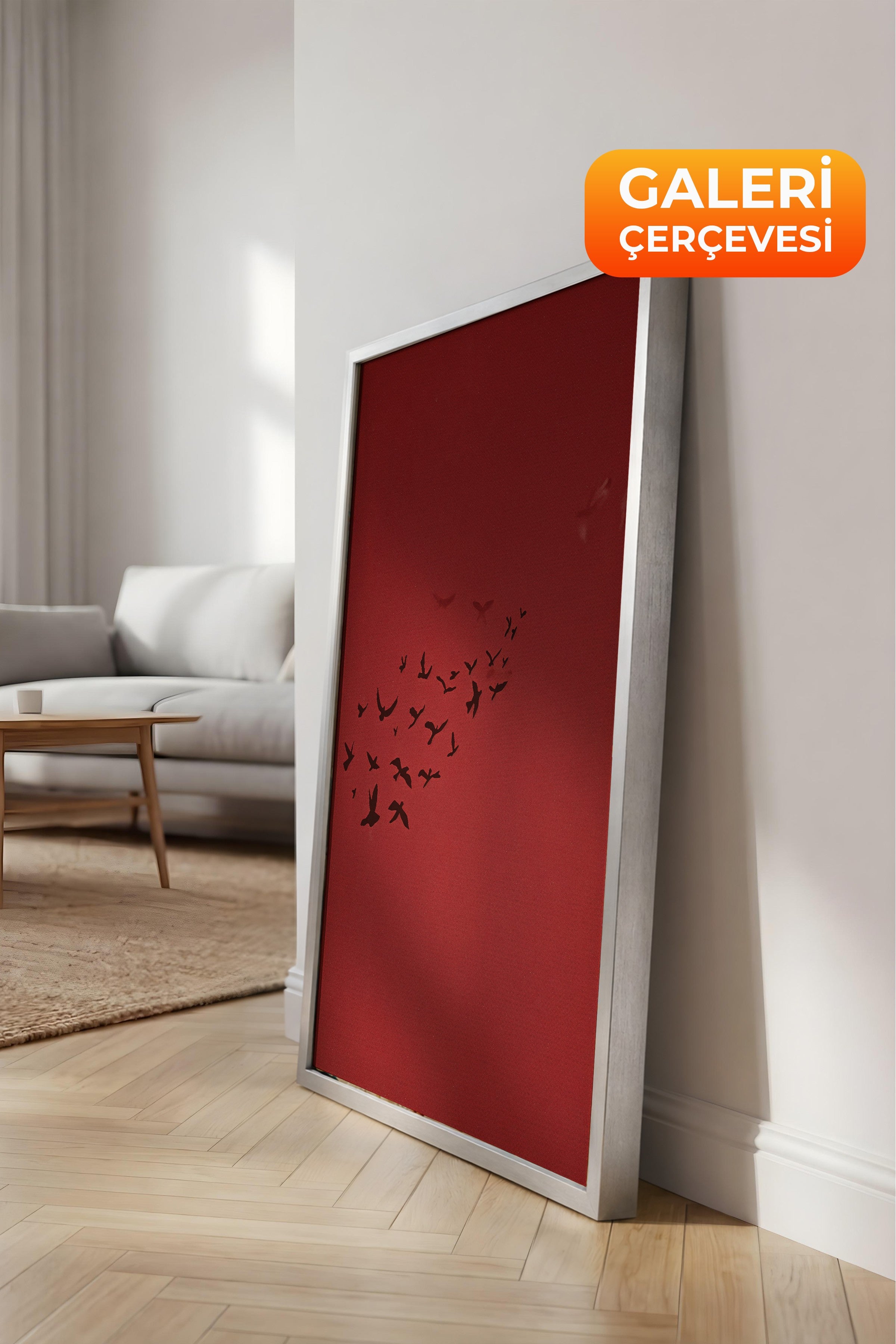 Duvar Tablosu, Lüks Gümüş Çerçeveli Kanvas Tablo, Ritüel Serisi, Kuş Tablo, NO:115209