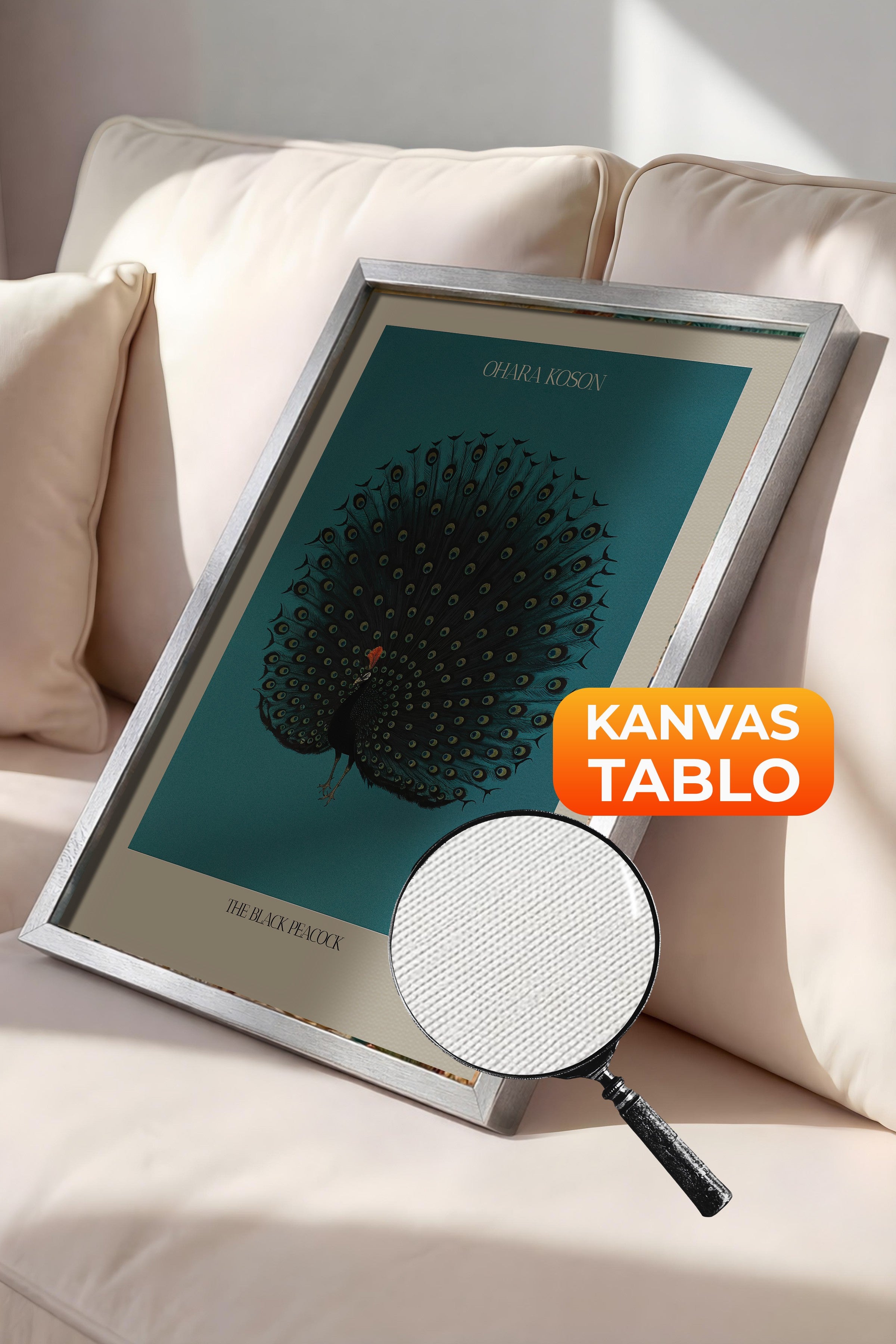 Duvar Tablosu, Lüks Gümüş Çerçeveli Kanvas Tablo, Ritüel Serisi, Kuş Tablo, NO:115211