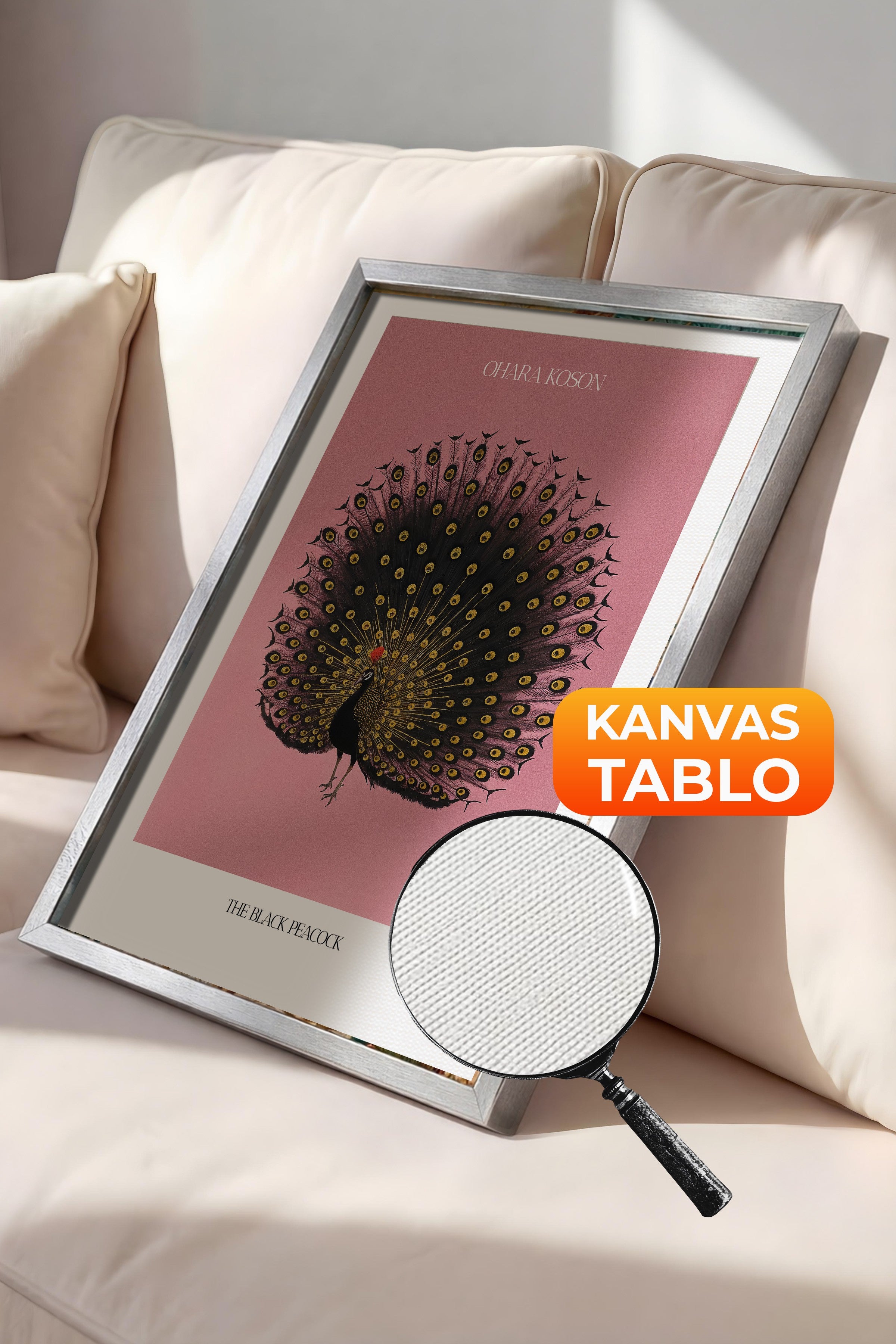 Duvar Tablosu, Lüks Gümüş Çerçeveli Kanvas Tablo, Ritüel Serisi, Kuş Tablo, NO:115214