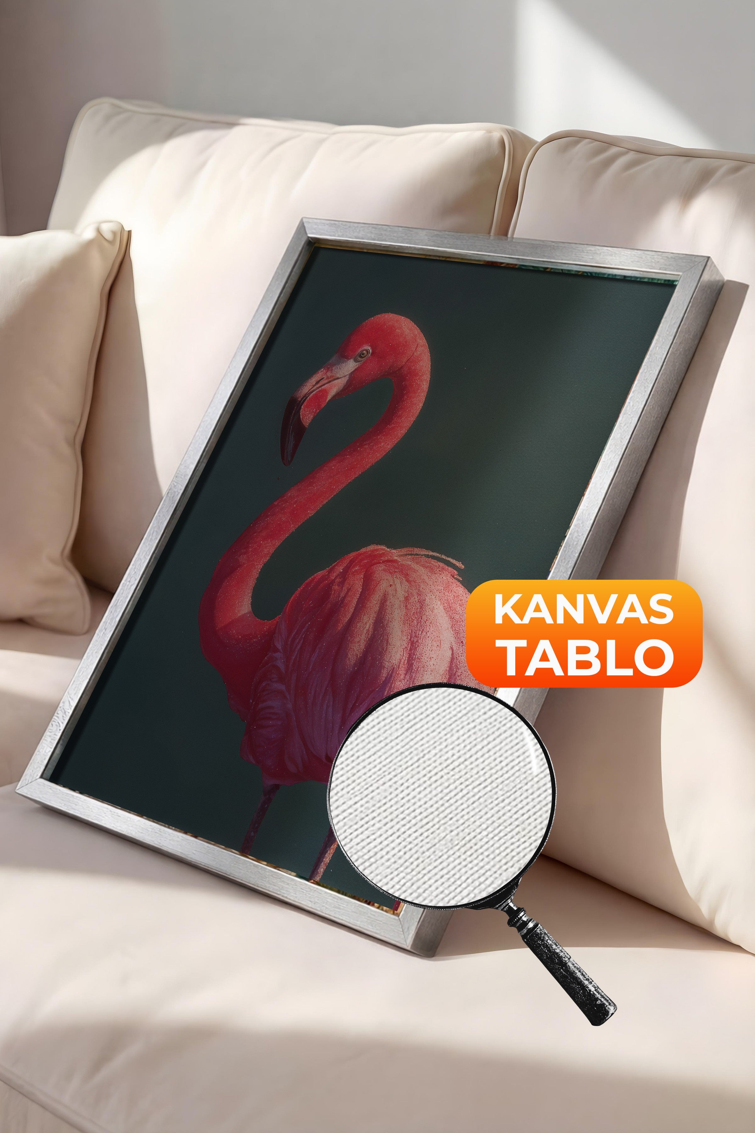 Duvar Tablosu, Lüks Gümüş Çerçeveli Kanvas Tablo, Ritüel Serisi, Kuş Tablo, NO:115228