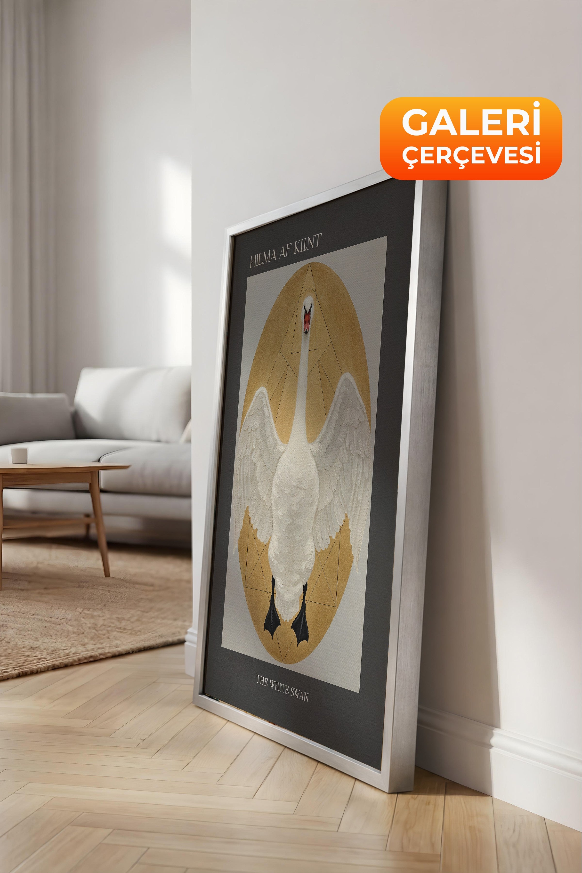 Duvar Tablosu, Lüks Gümüş Çerçeveli Kanvas Tablo, Ritüel Serisi, Kuş Tablo, NO:115230