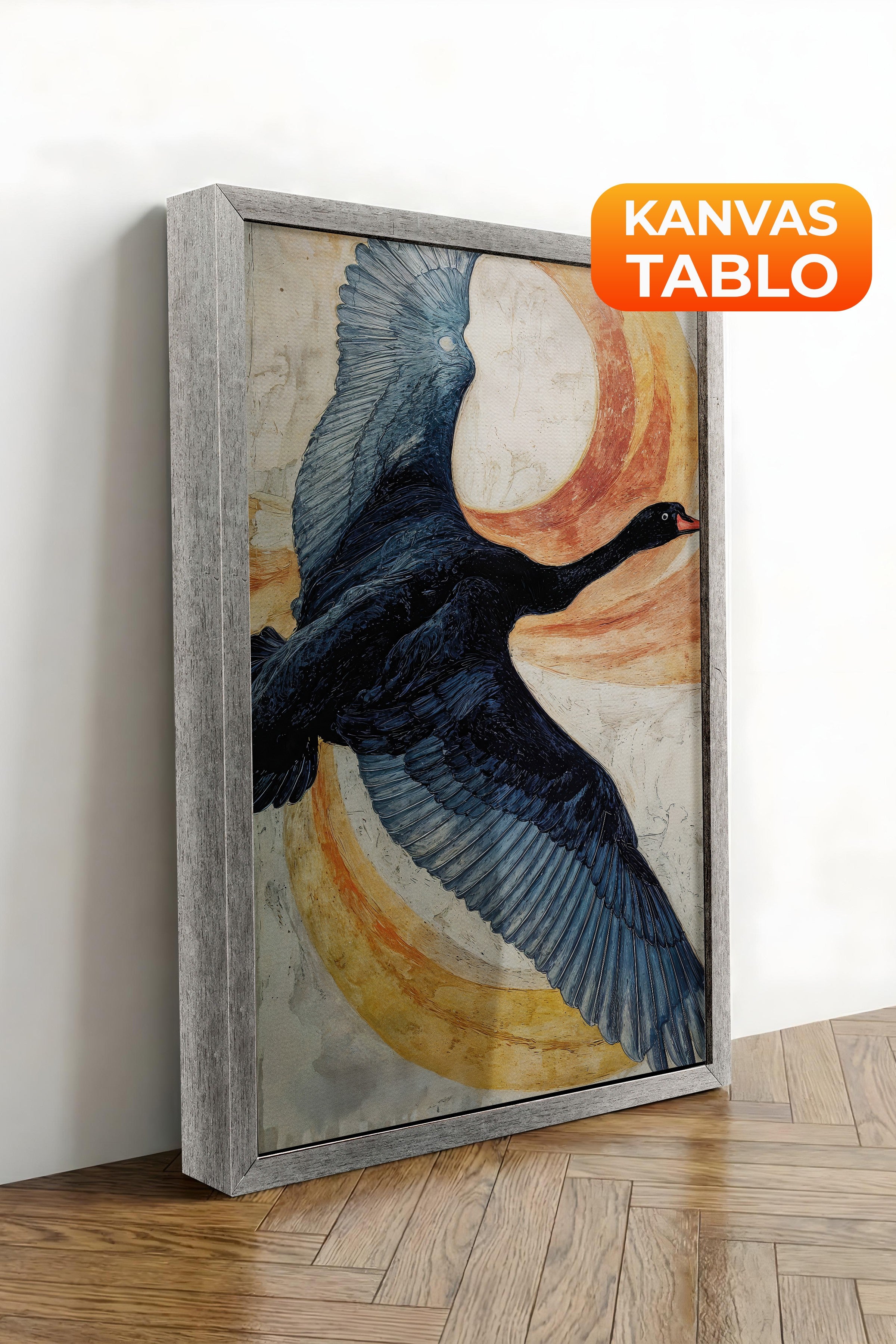 Duvar Tablosu, Lüks Gümüş Çerçeveli Kanvas Tablo, Ritüel Serisi, Kuş Tablo, NO:115235