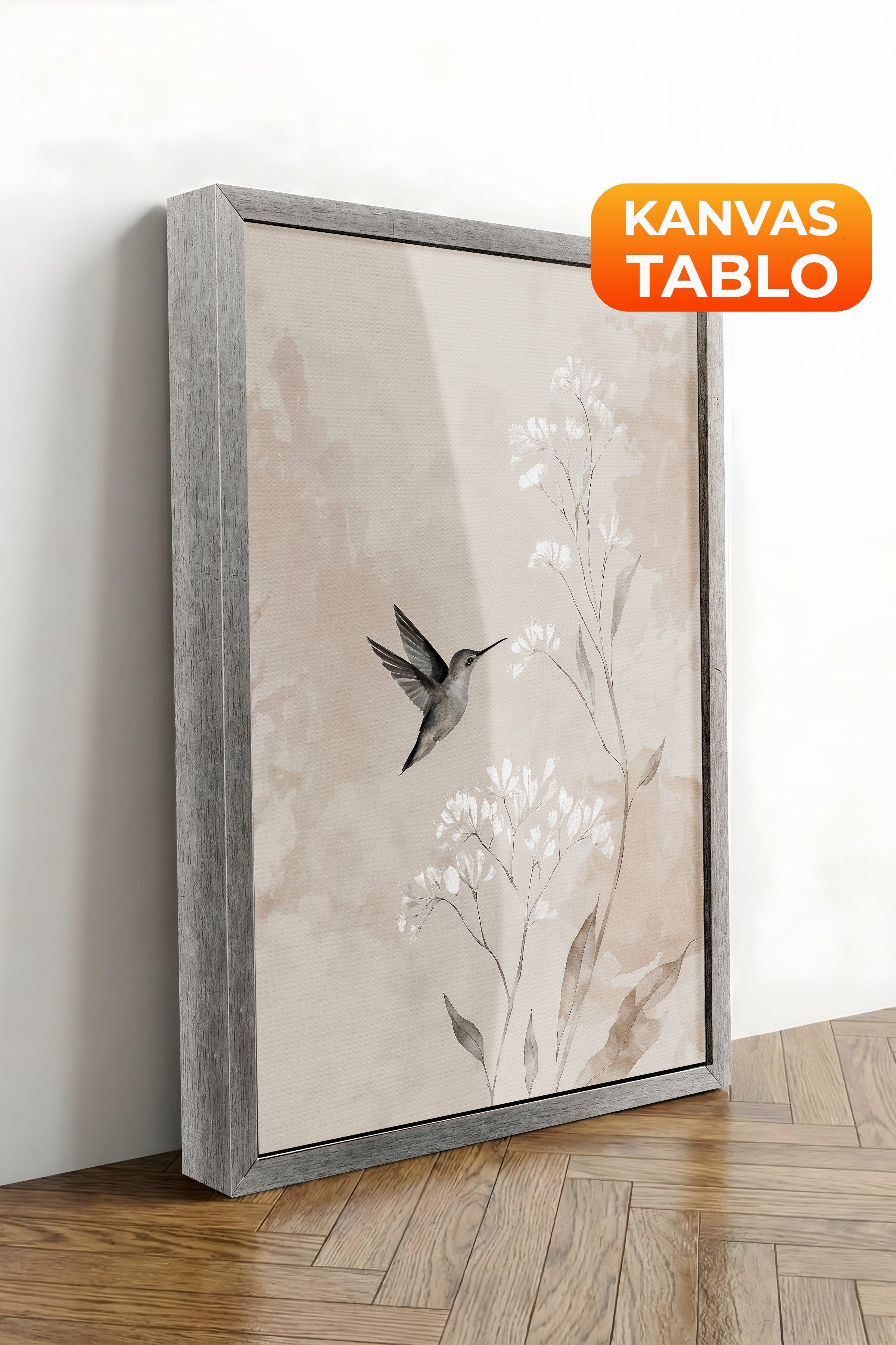 Duvar Tablosu, Lüks Gümüş Çerçeveli Kanvas Tablo, Ritüel Serisi, Kuş Tablo, NO:115239