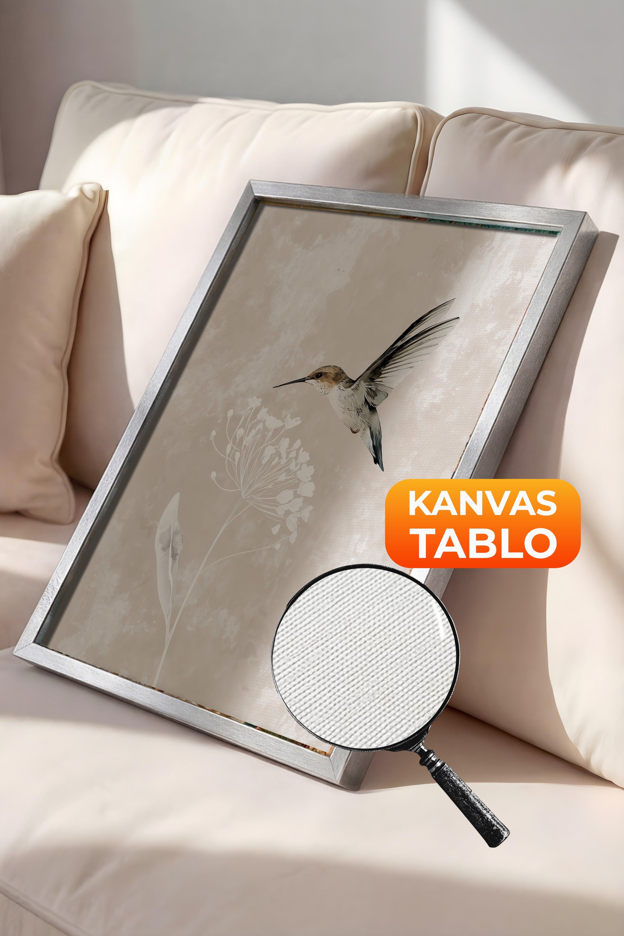 Duvar Tablosu, Lüks Gümüş Çerçeveli Kanvas Tablo, Ritüel Serisi, Kuş Tablo, NO:115241