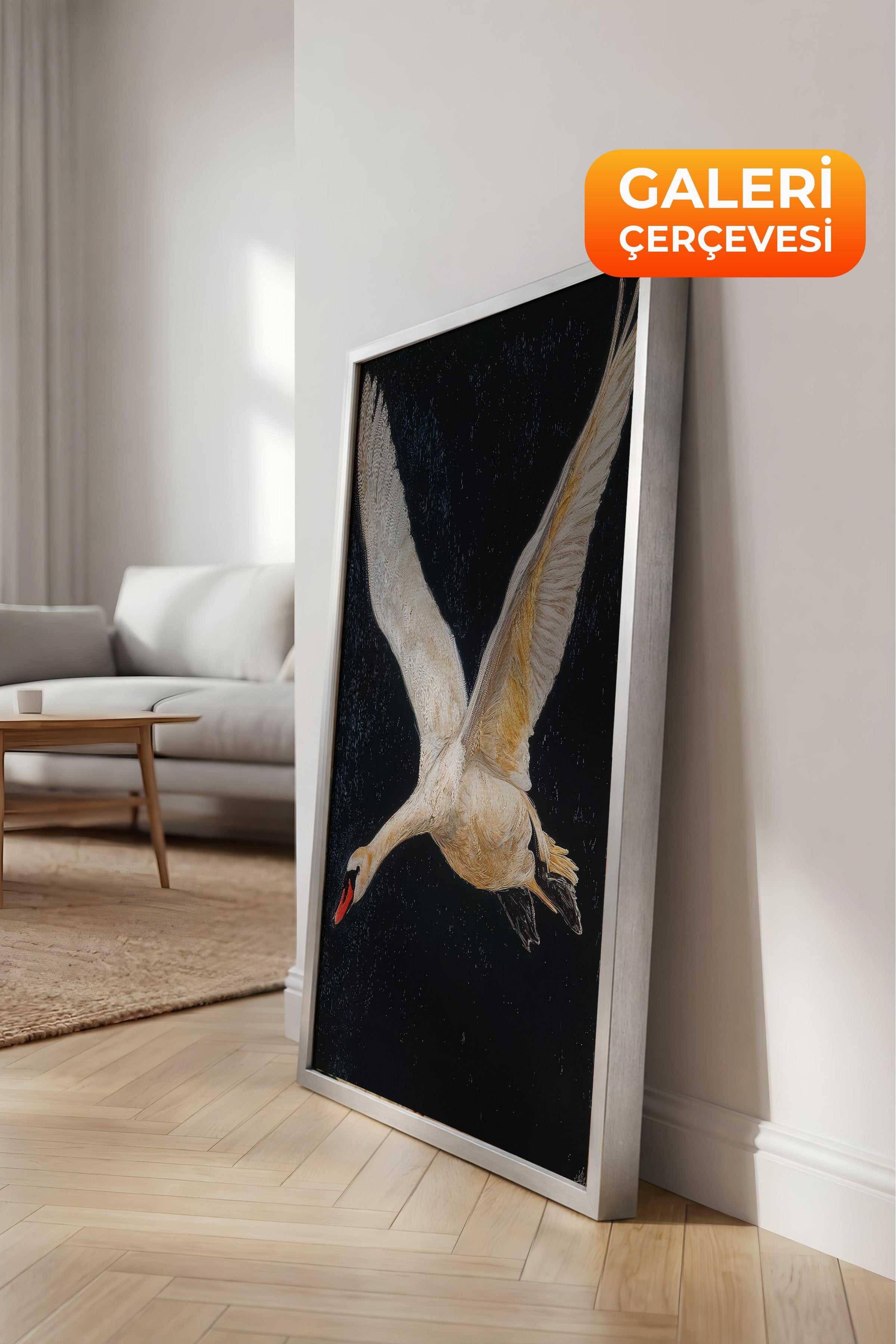 Duvar Tablosu, Lüks Gümüş Çerçeveli Kanvas Tablo, Ritüel Serisi, Kuş Tablo, NO:115246