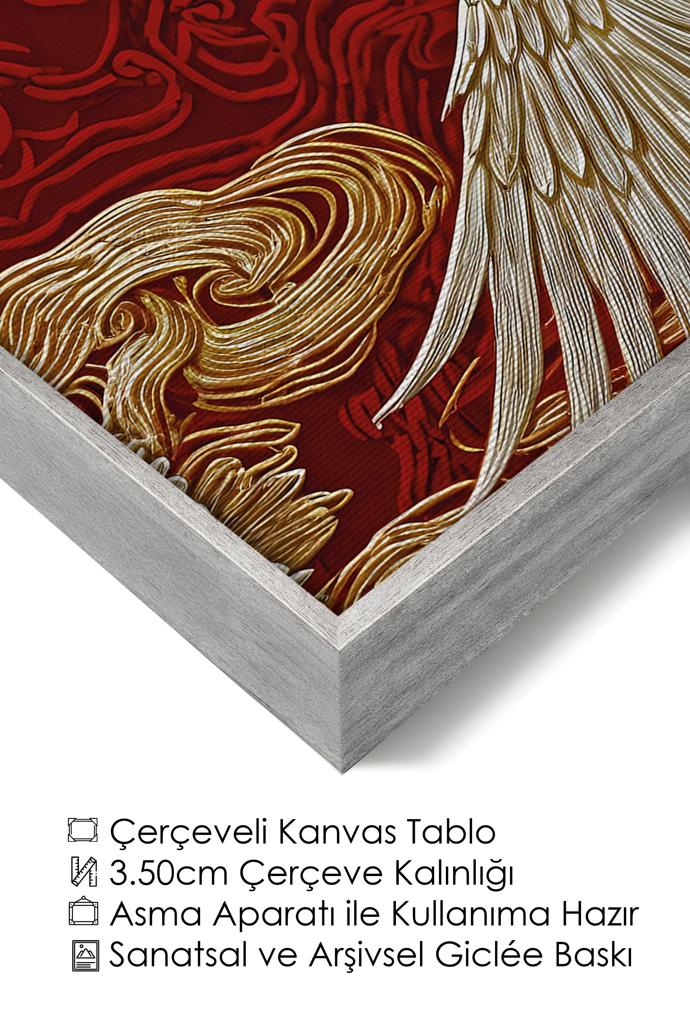 Duvar Tablosu, Lüks Gümüş Çerçeveli Kanvas Tablo, Ritüel Serisi, Kuş Tablo, NO:115248