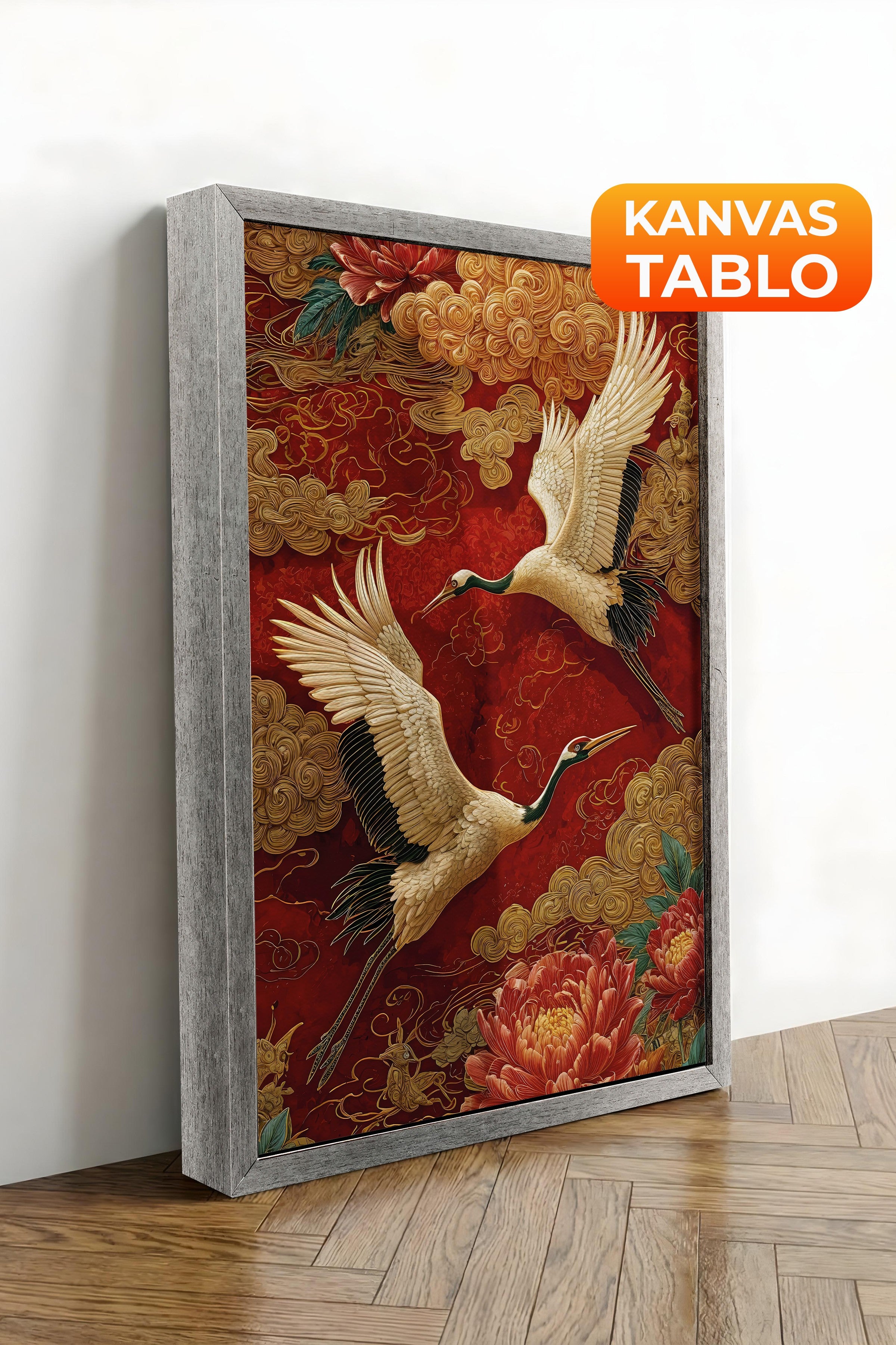 Duvar Tablosu, Lüks Gümüş Çerçeveli Kanvas Tablo, Ritüel Serisi, Leopar Tablo, NO:115252