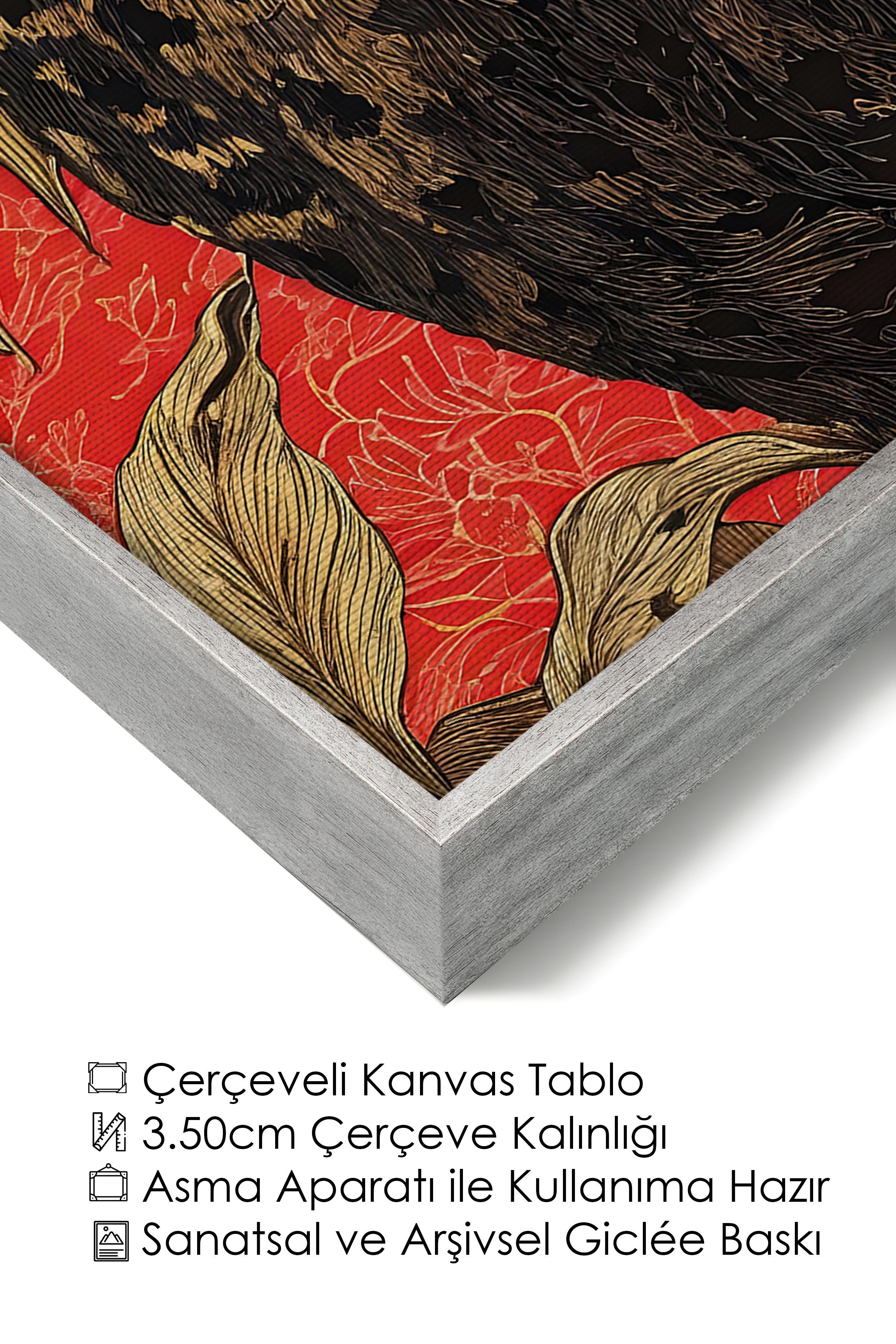 Duvar Tablosu, Lüks Gümüş Çerçeveli Kanvas Tablo, Ritüel Serisi, Leopar Tablo, NO:115265