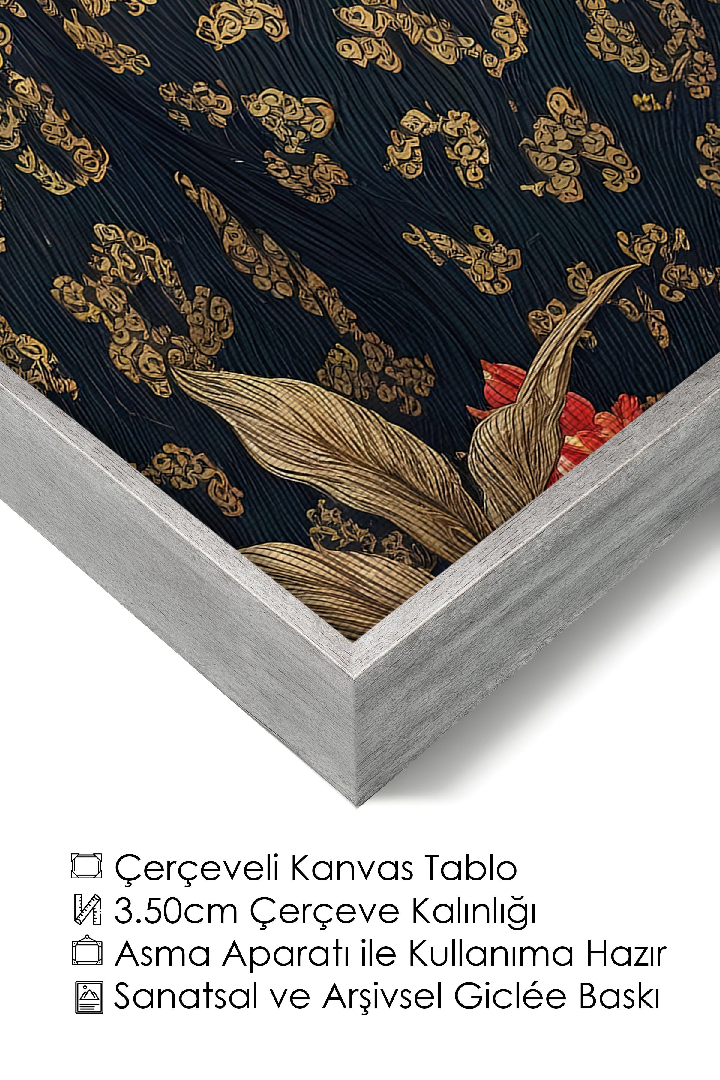 Duvar Tablosu, Lüks Gümüş Çerçeveli Kanvas Tablo, Ritüel Serisi, Leopar Tablo, NO:115269