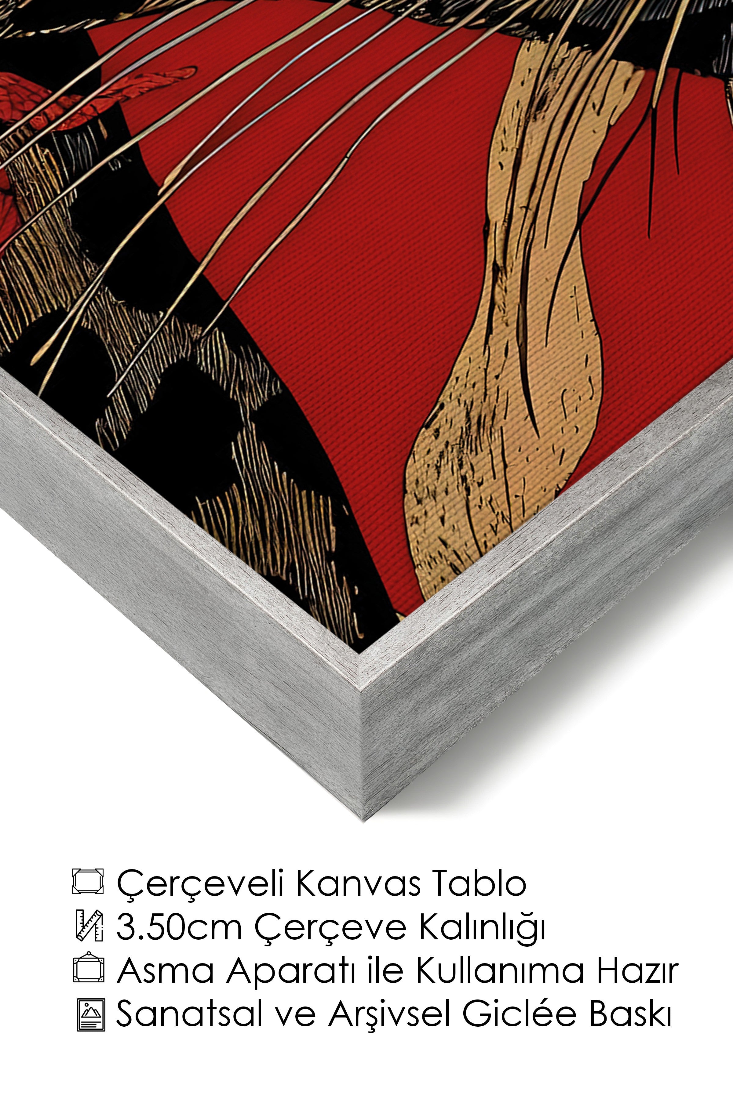 Duvar Tablosu, Lüks Gümüş Çerçeveli Kanvas Tablo, Ritüel Serisi, Leopar Tablo, NO:115270