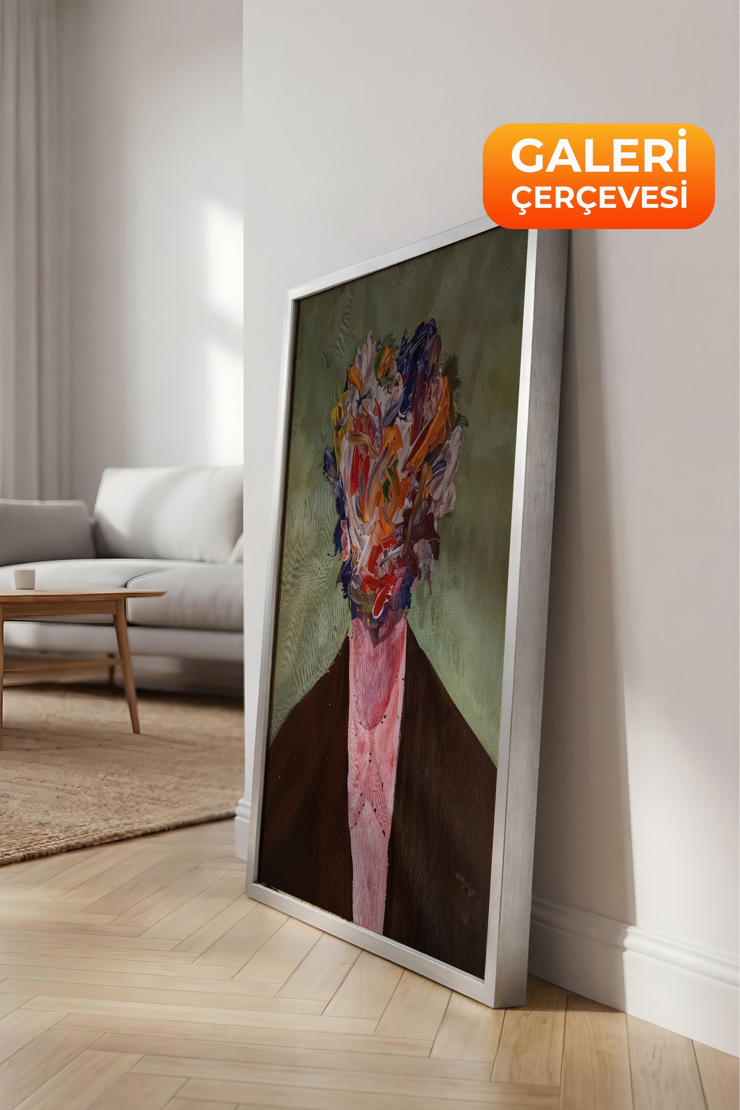 Duvar Tablosu, Lüks Gümüş Çerçeveli Kanvas Tablo, Ritüel Serisi, Maximalist Tablo, NO:115194