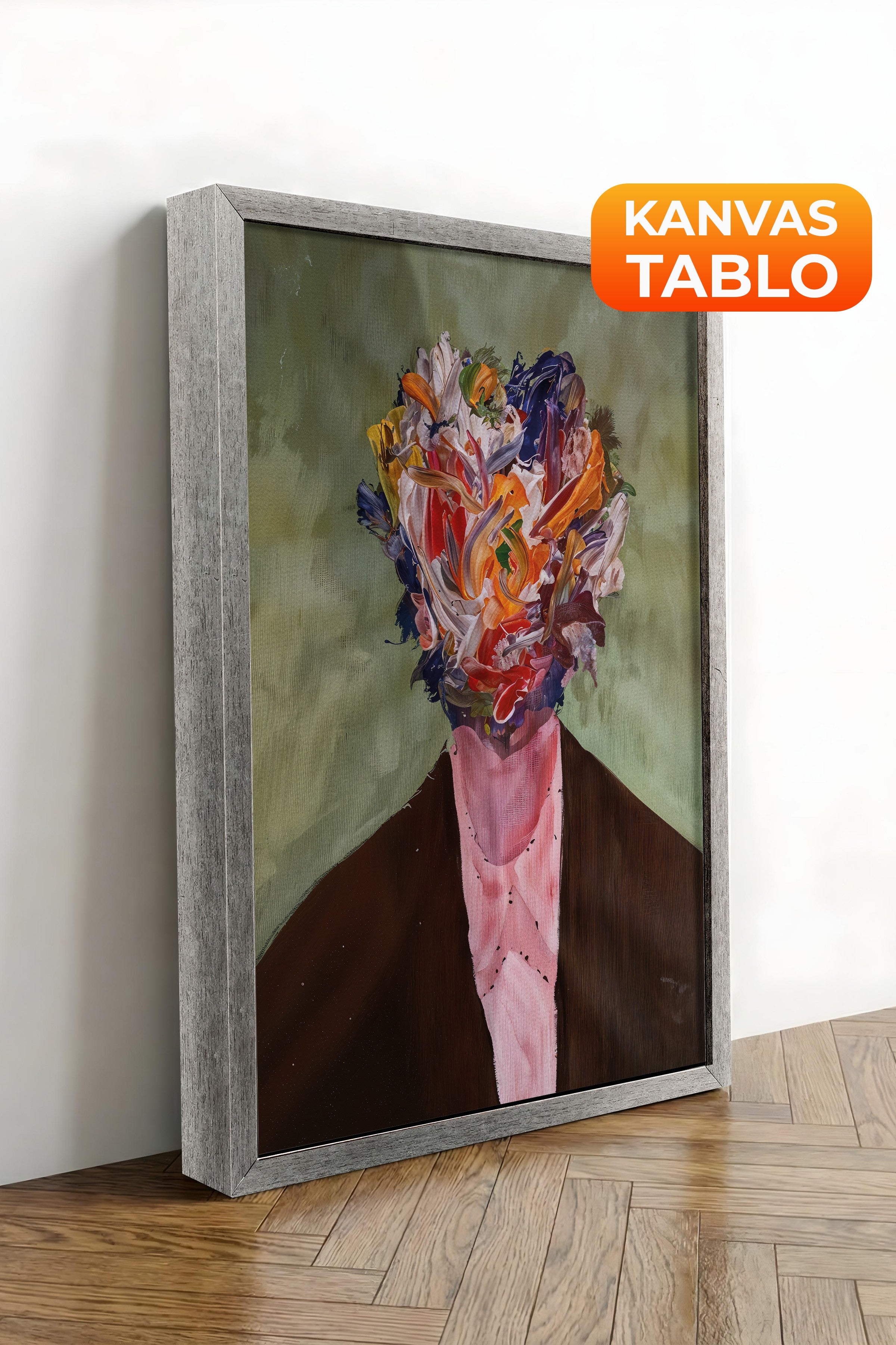 Duvar Tablosu, Lüks Gümüş Çerçeveli Kanvas Tablo, Ritüel Serisi, Maximalist Tablo, NO:115194