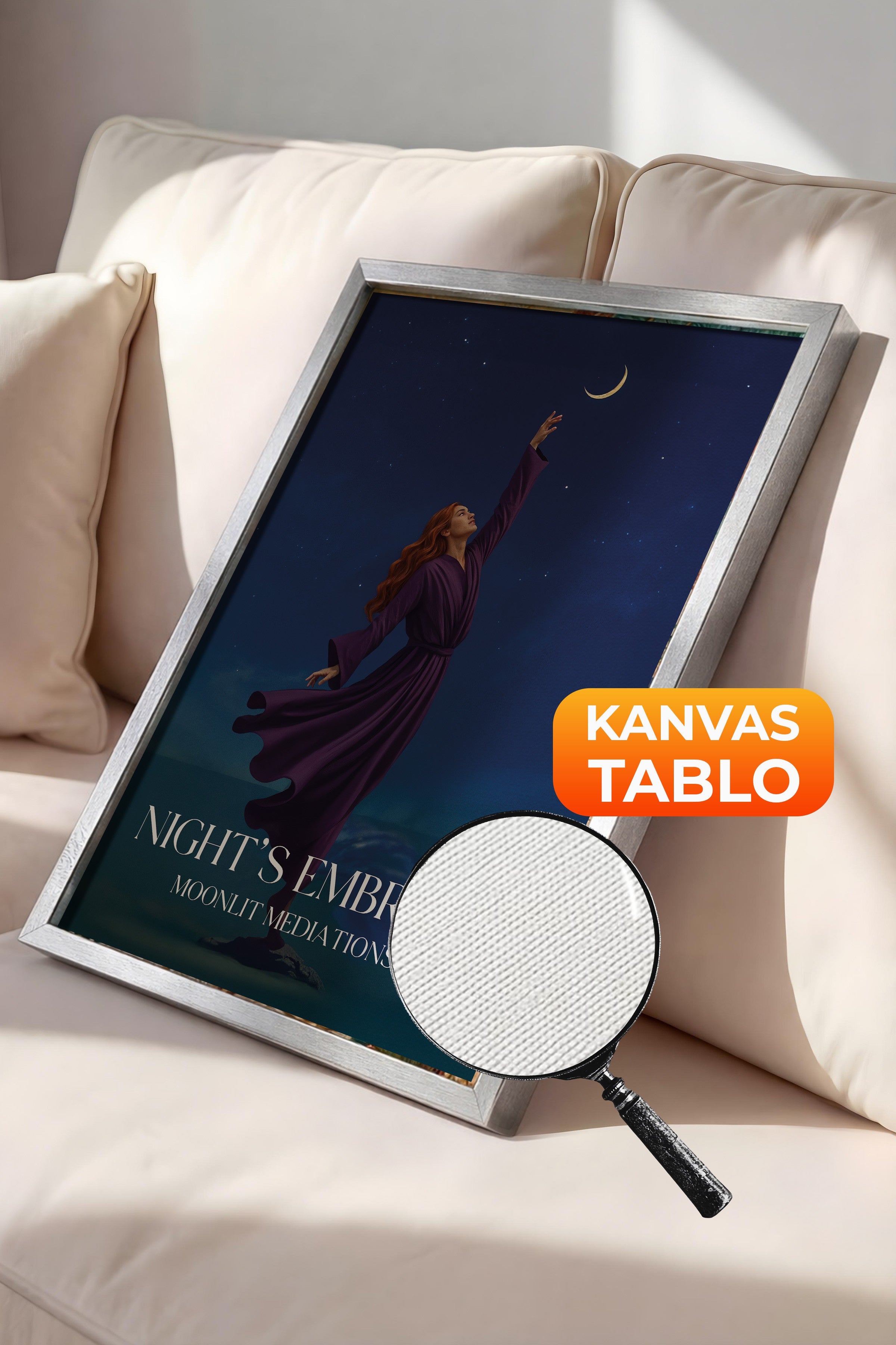 Duvar Tablosu, Lüks Gümüş Çerçeveli Kanvas Tablo, Ritüel Serisi, Maximalist Tablo, NO:115201