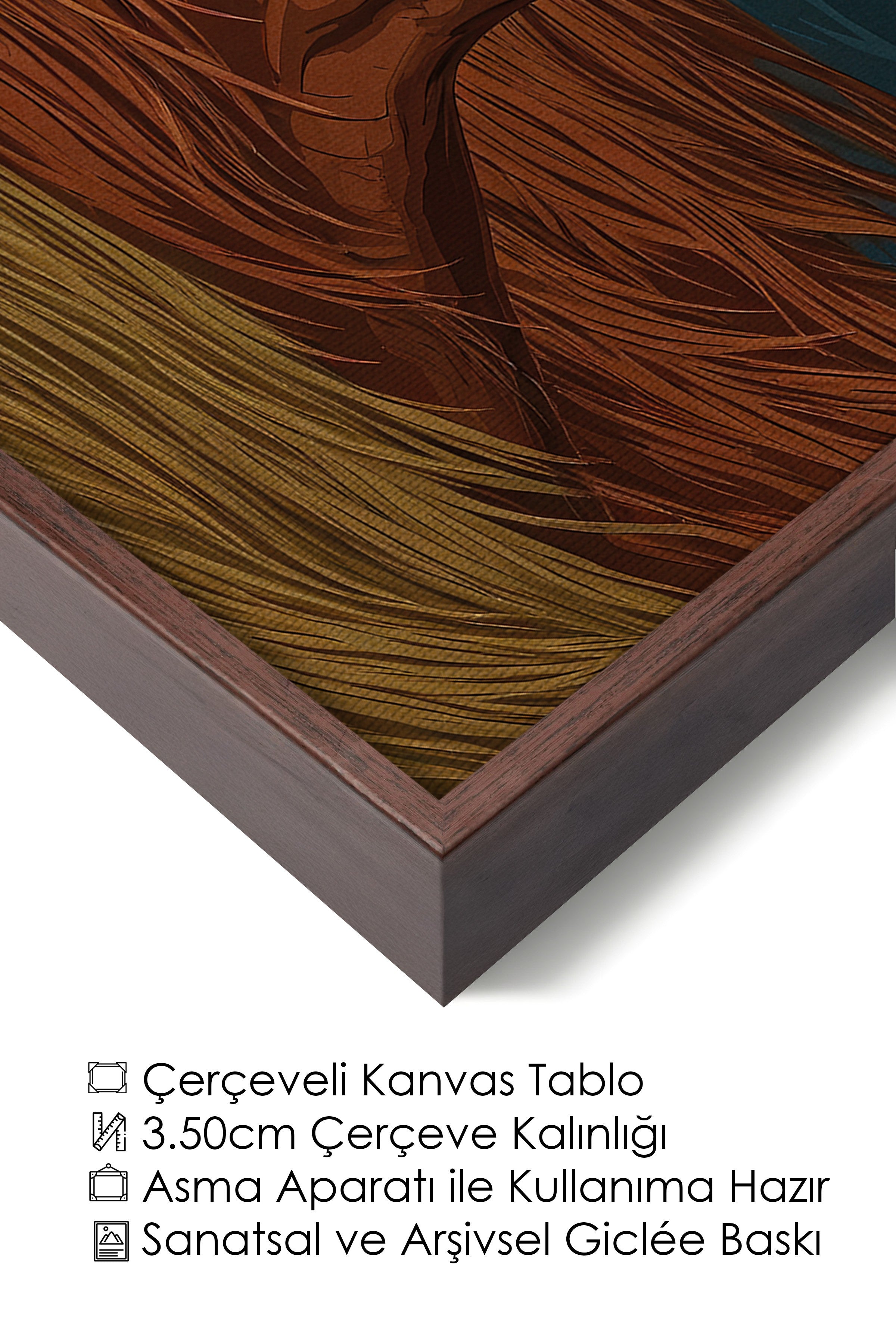 Duvar Tablosu, Lüks Kahverengi Çerçeveli Kanvas Tablo, Ritüel Serisi, At Tablo, NO:115196