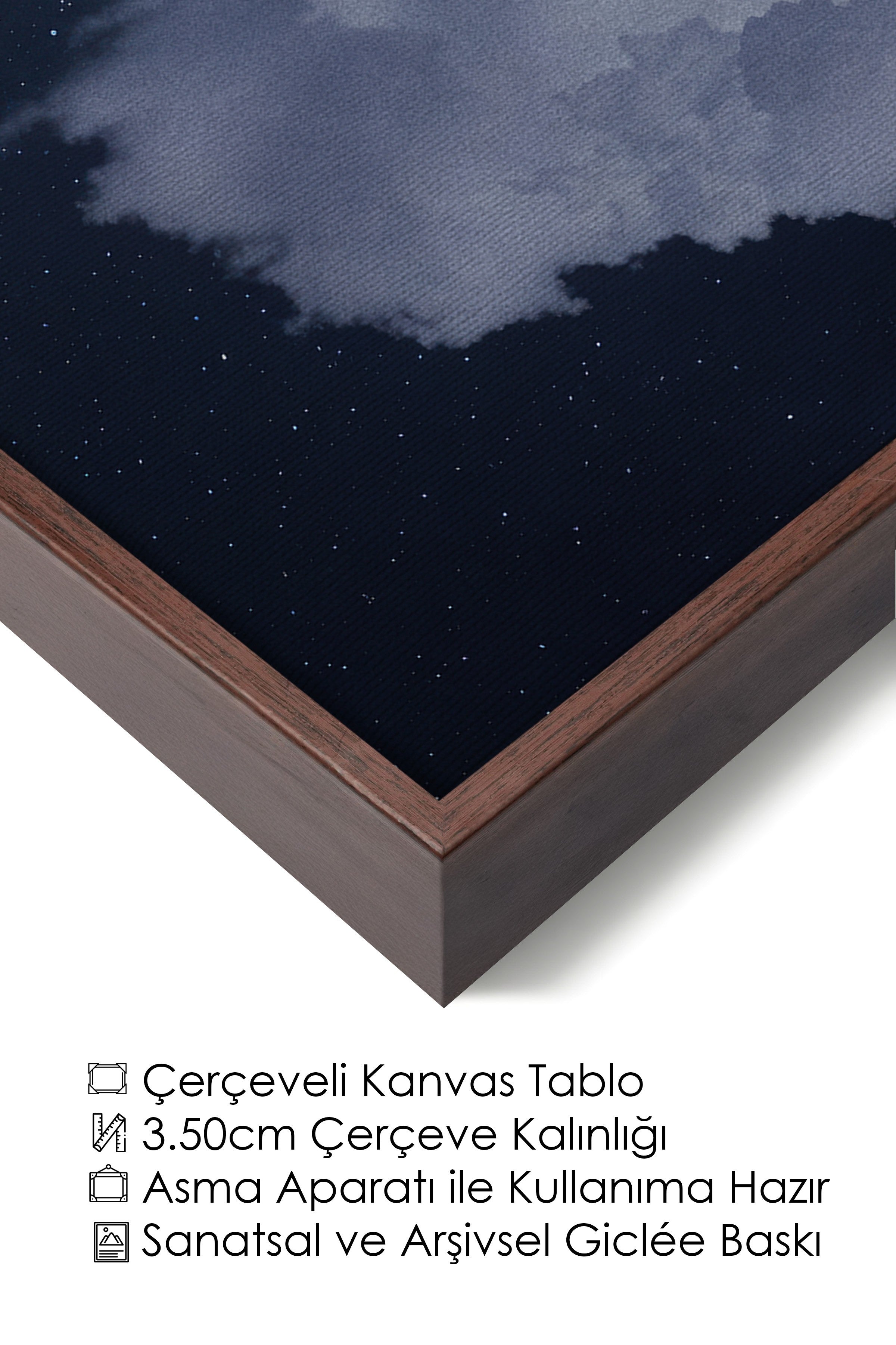 Duvar Tablosu, Lüks Kahverengi Çerçeveli Kanvas Tablo, Ritüel Serisi, Bulut Tablo, NO:115203