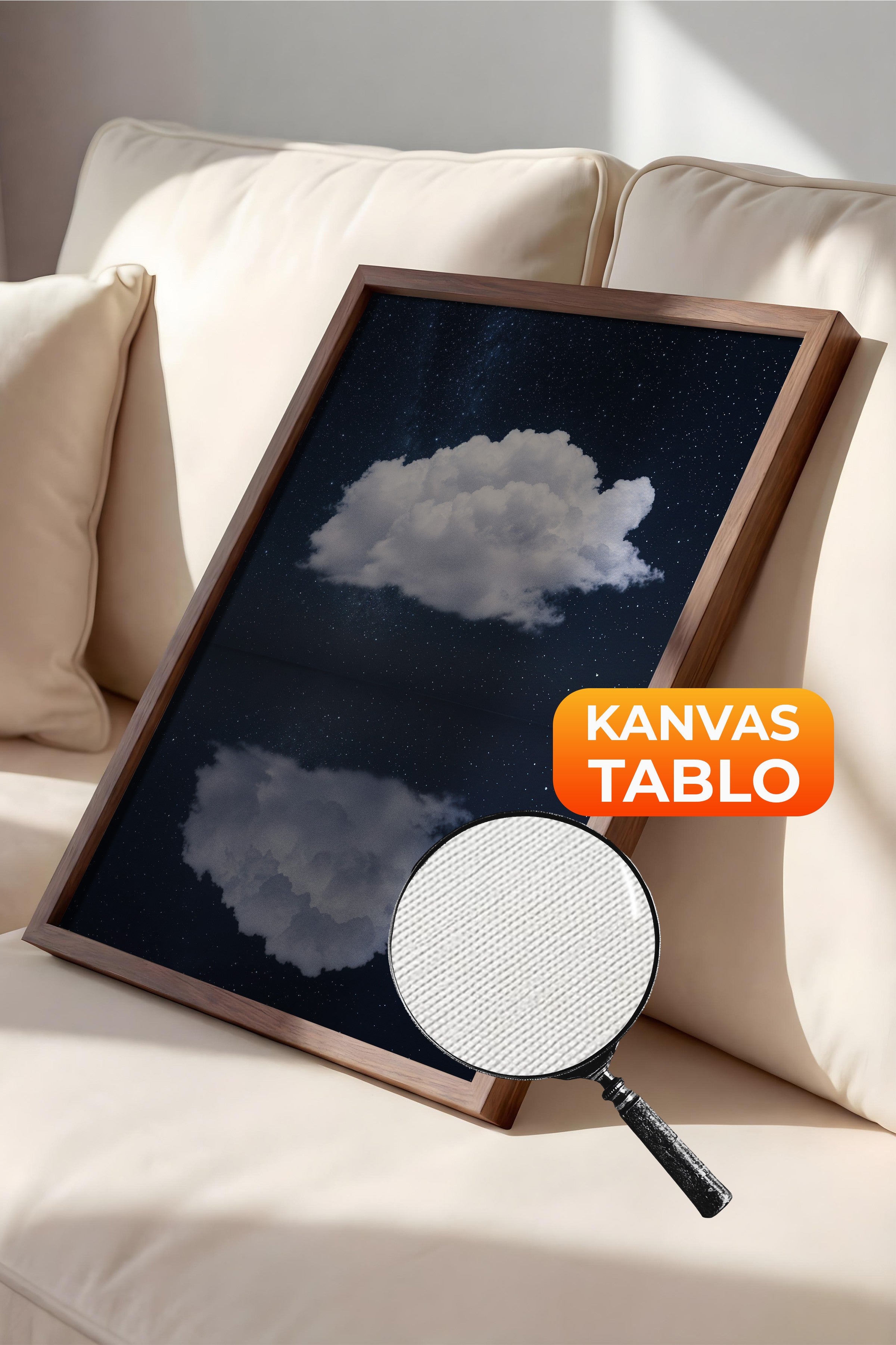 Duvar Tablosu, Lüks Kahverengi Çerçeveli Kanvas Tablo, Ritüel Serisi, Bulut Tablo, NO:115203